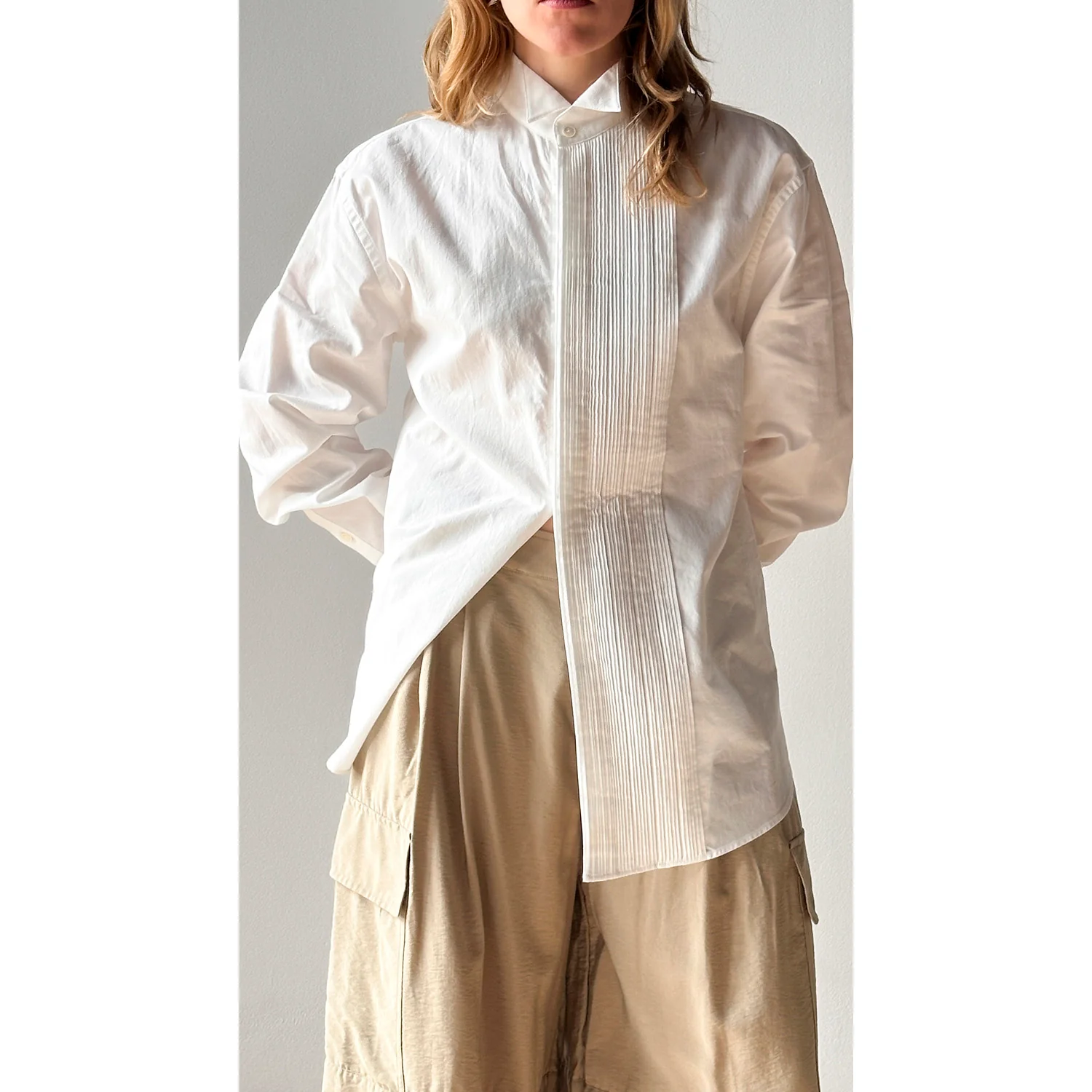 6397 Micro Pleat Formal Shirt in White - Image 5
