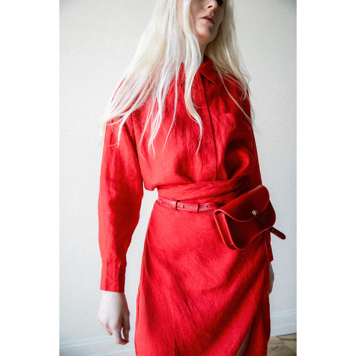 Apiece Apart Alessandra Sarong Shirt Dress in Racing Red - Image 5