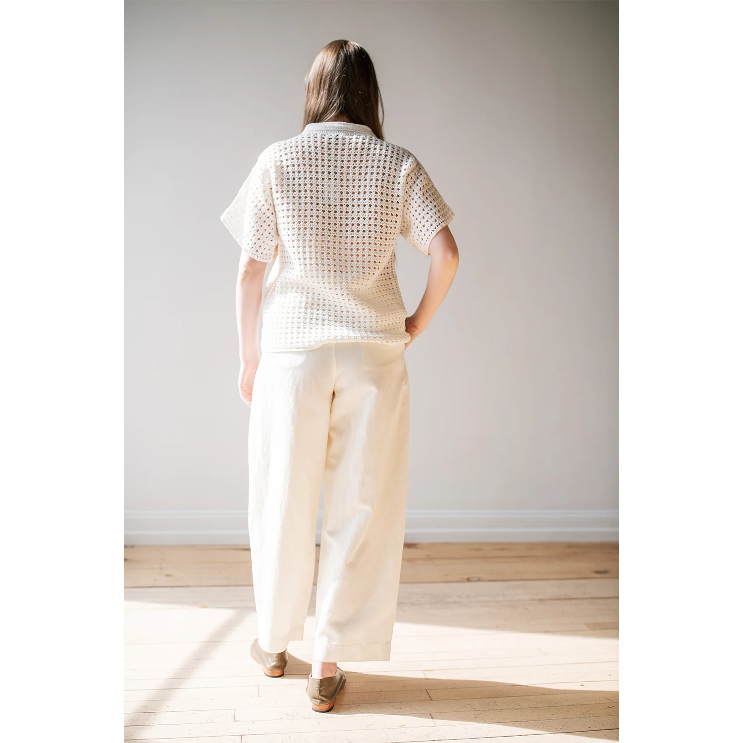Apiece Apart Bari Cropped Trouser in Cream - Image 7