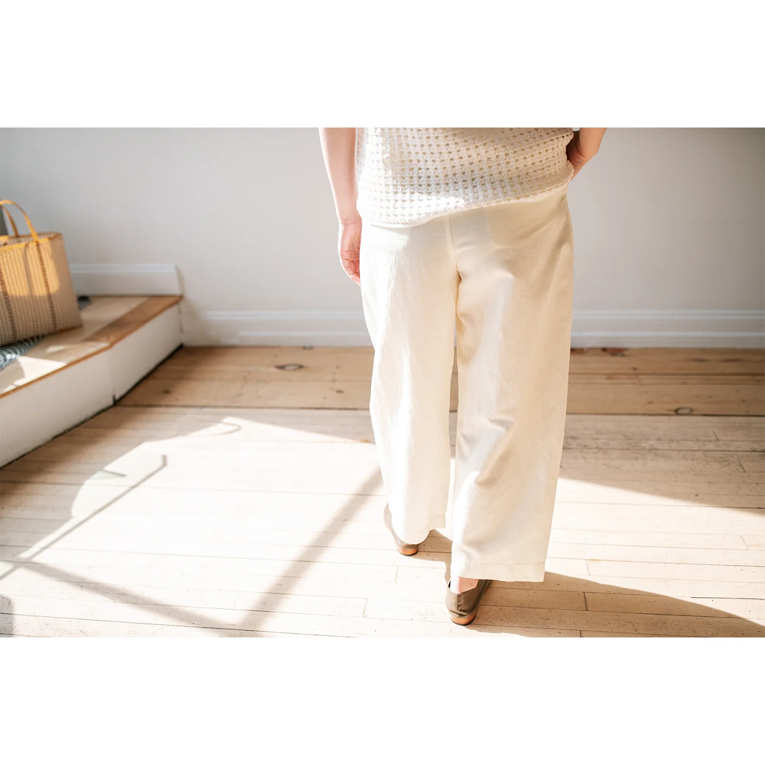 Apiece Apart Bari Cropped Trouser in Cream - Image 8