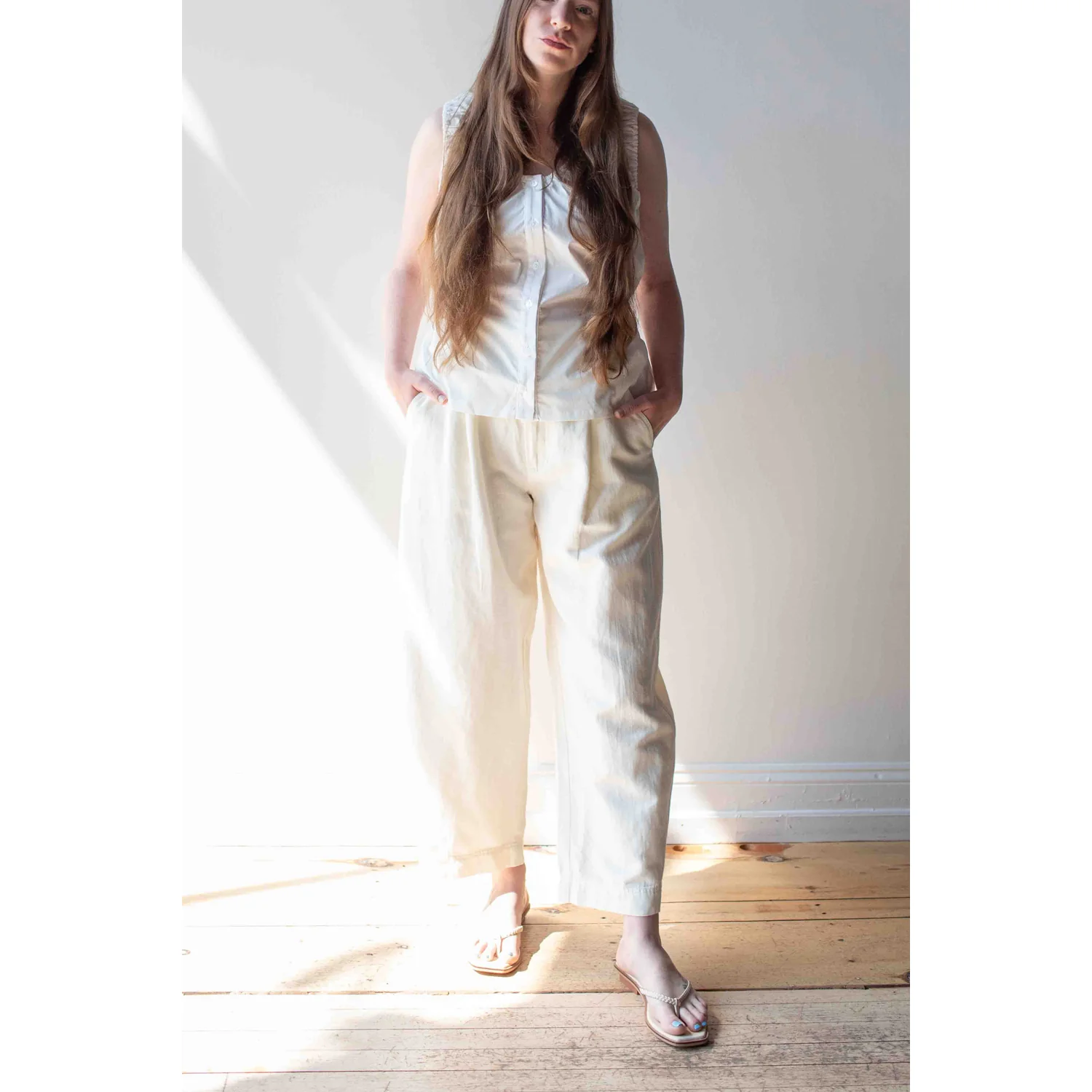 Apiece Apart Bari Cropped Trouser in Cream - Image 9