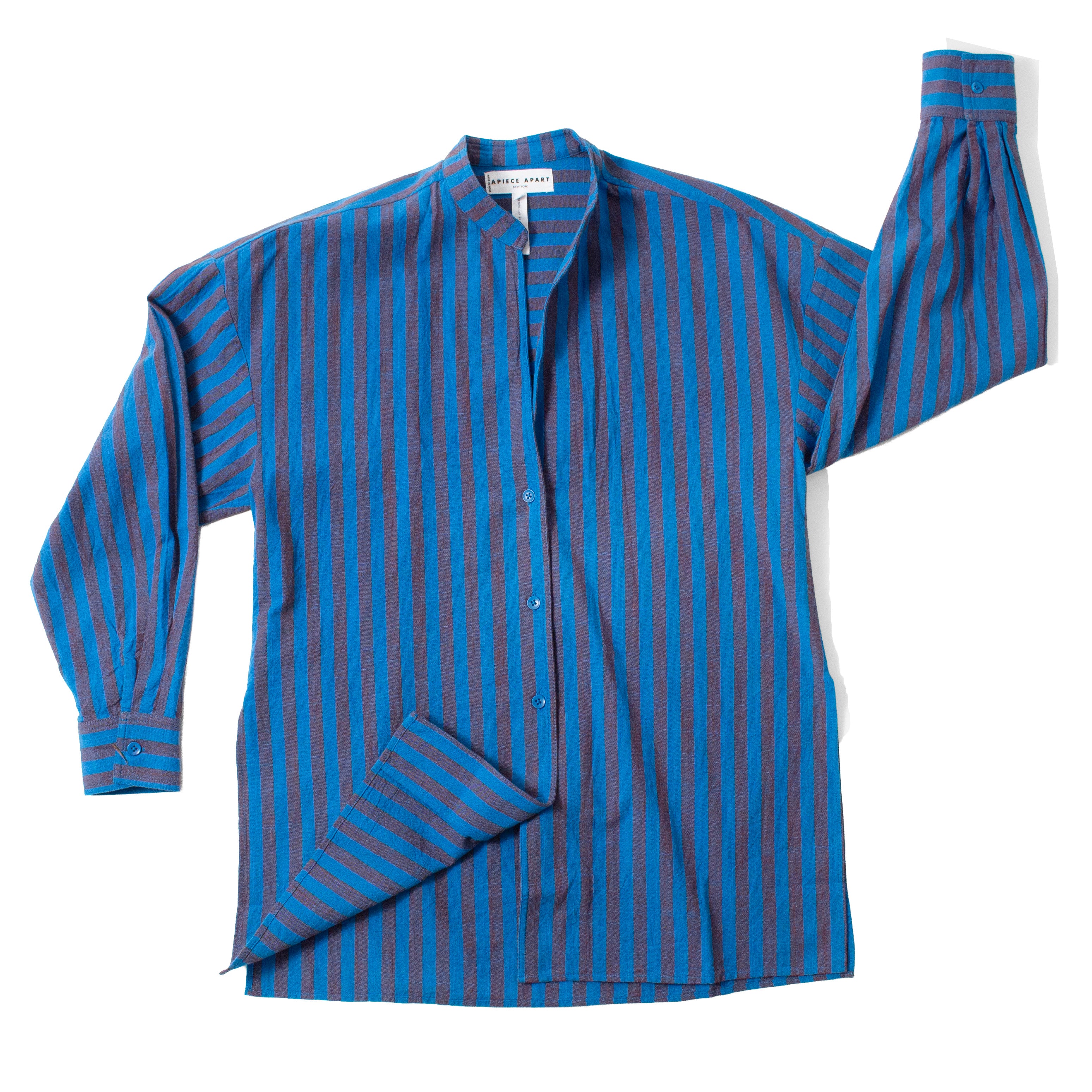 Apiece Apart Gustava Button Up in Blue Pond Stripe