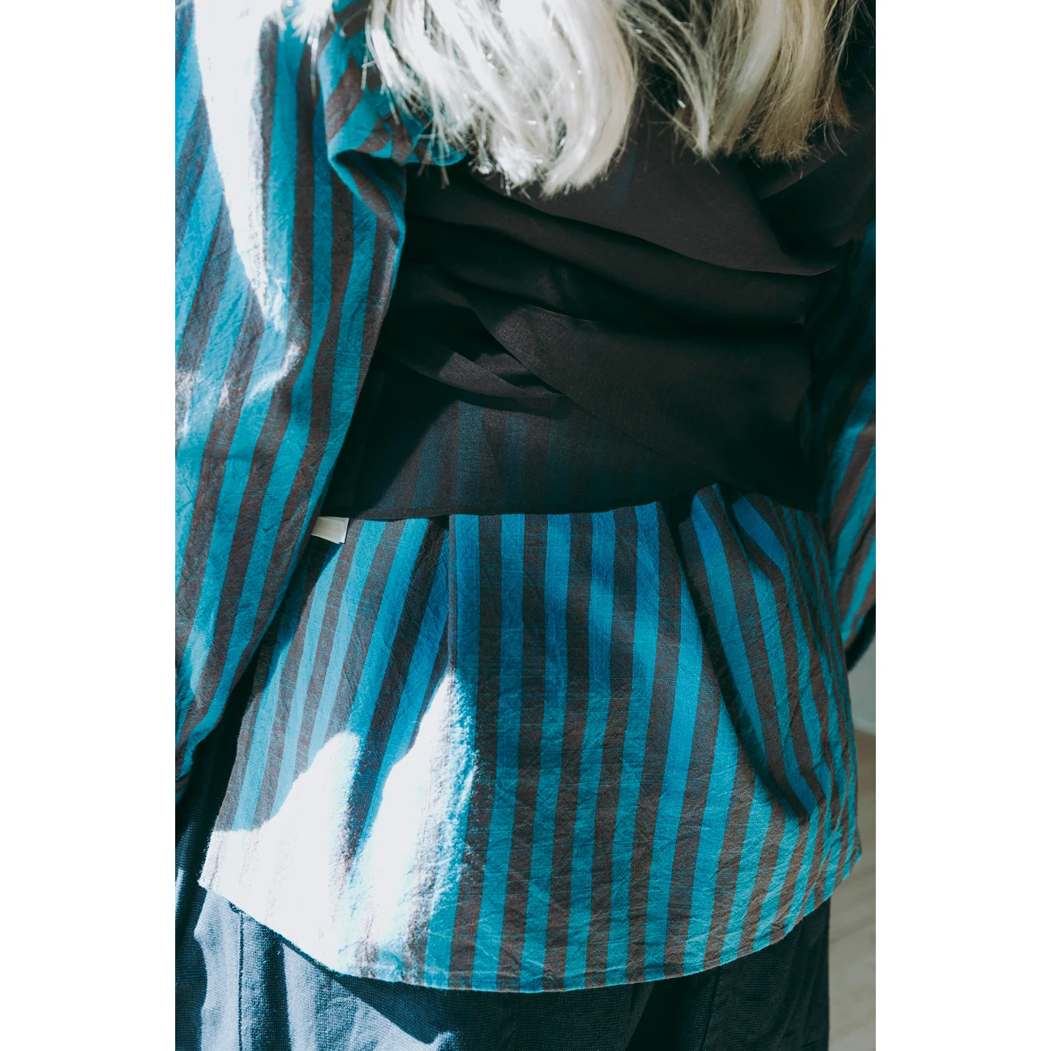 Kaarem Urchin Sleeveless Silk Organza Tie Top in Dark Blue - Image 6