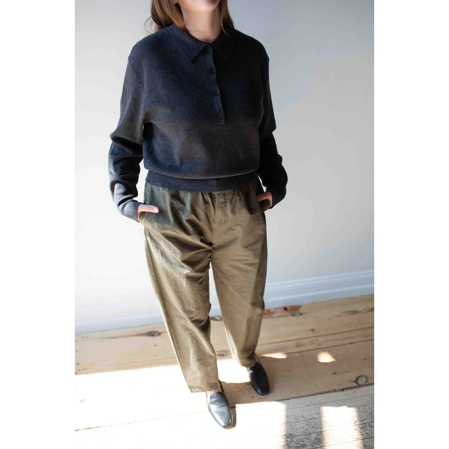 Apiece Apart Kari Polo Knit in Grey - Image 7