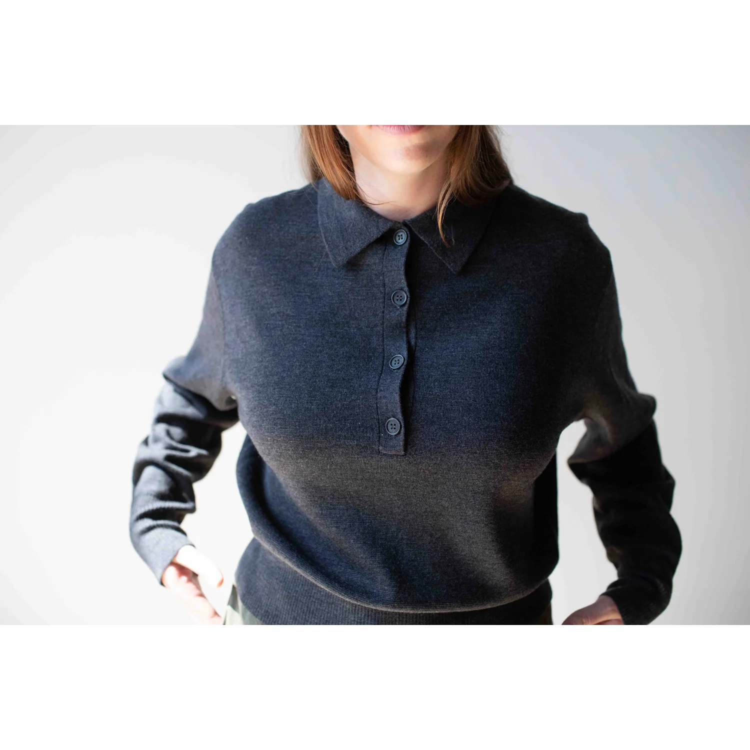 Apiece Apart Kari Polo Knit in Grey - Image 8