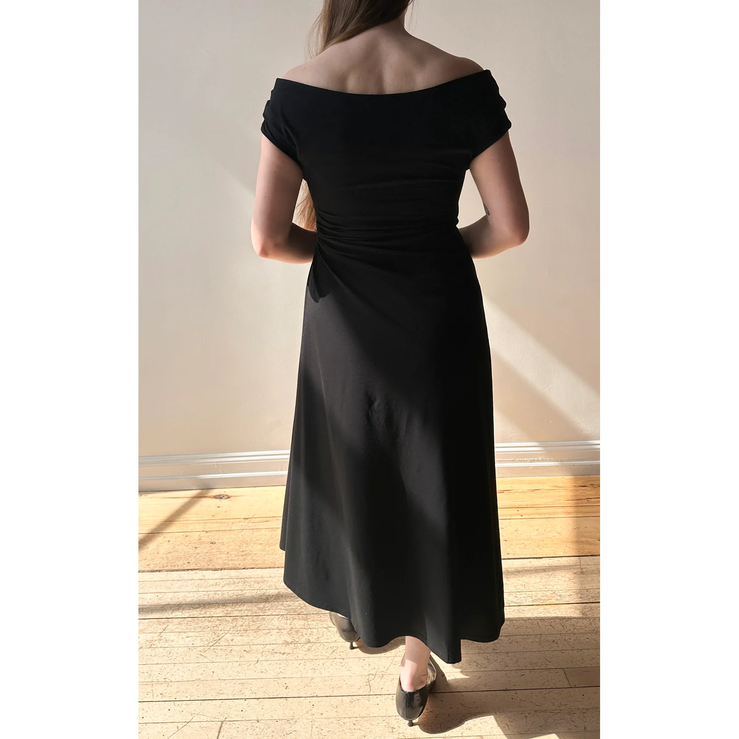 Apiece Apart Marles Off the Shoulder Dress in Black - Image 13