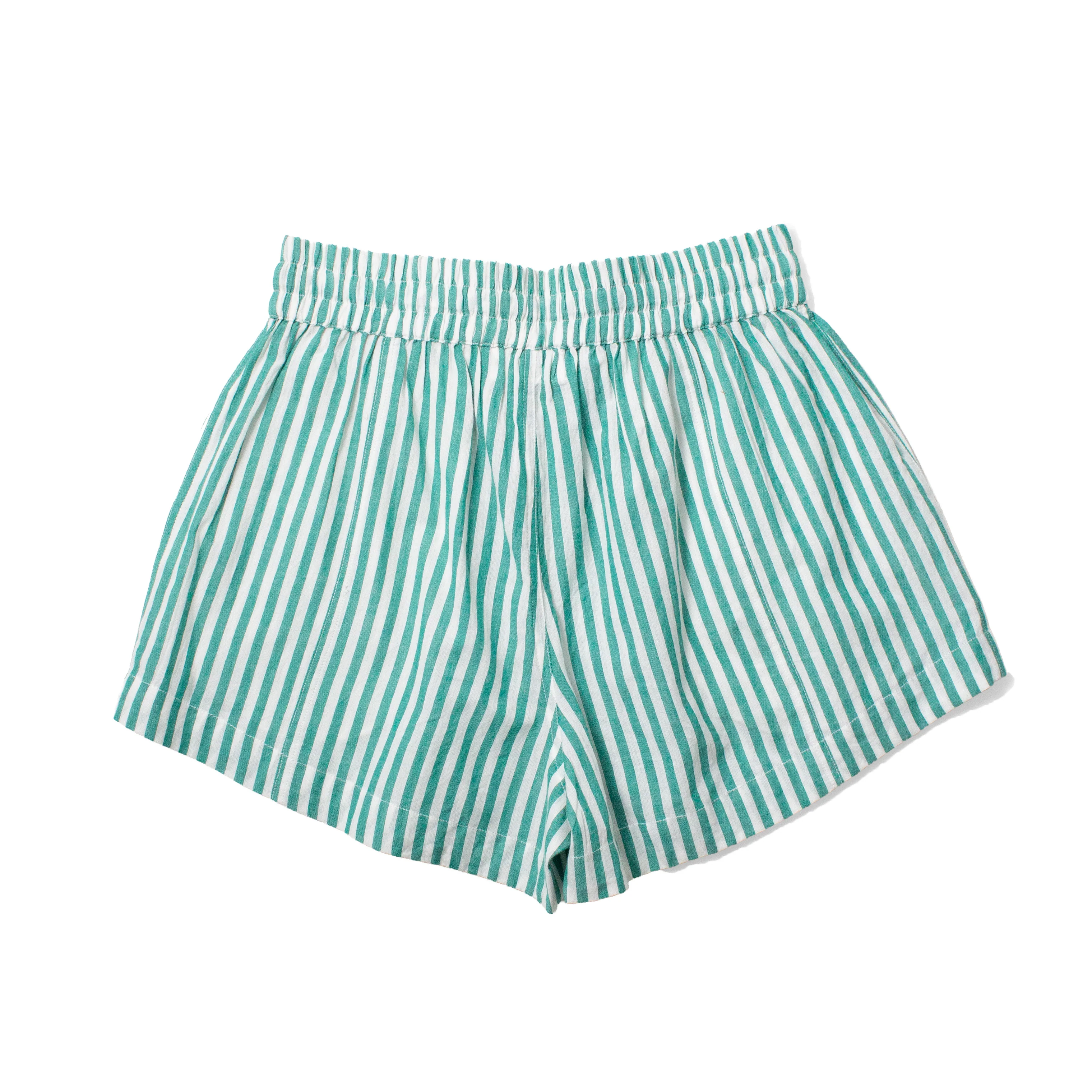 Apiece Apart Trail Short in Yarn Dye Stripe Green - Image 3