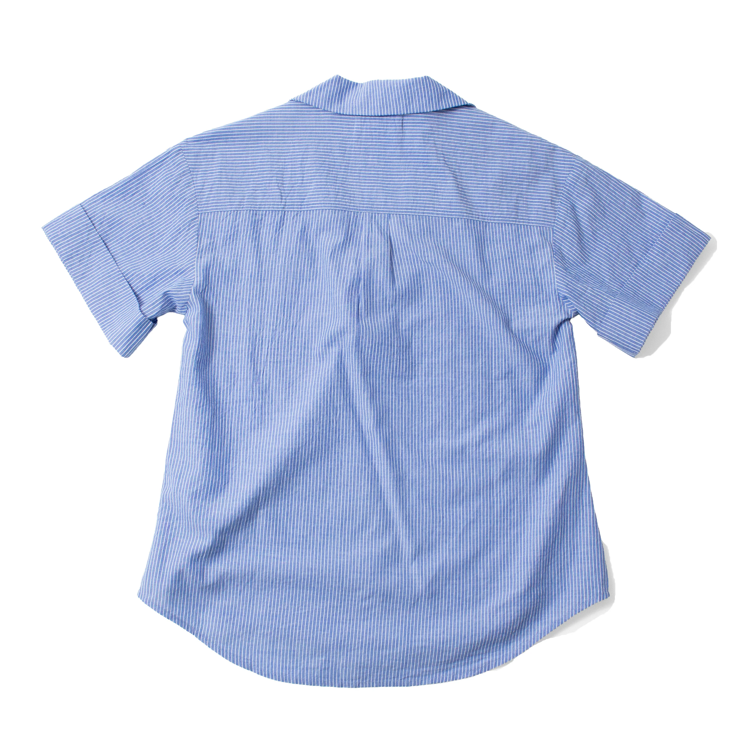 Apiece Apart Valenti Button Up in Microstripe Blue & Cream - Image 3