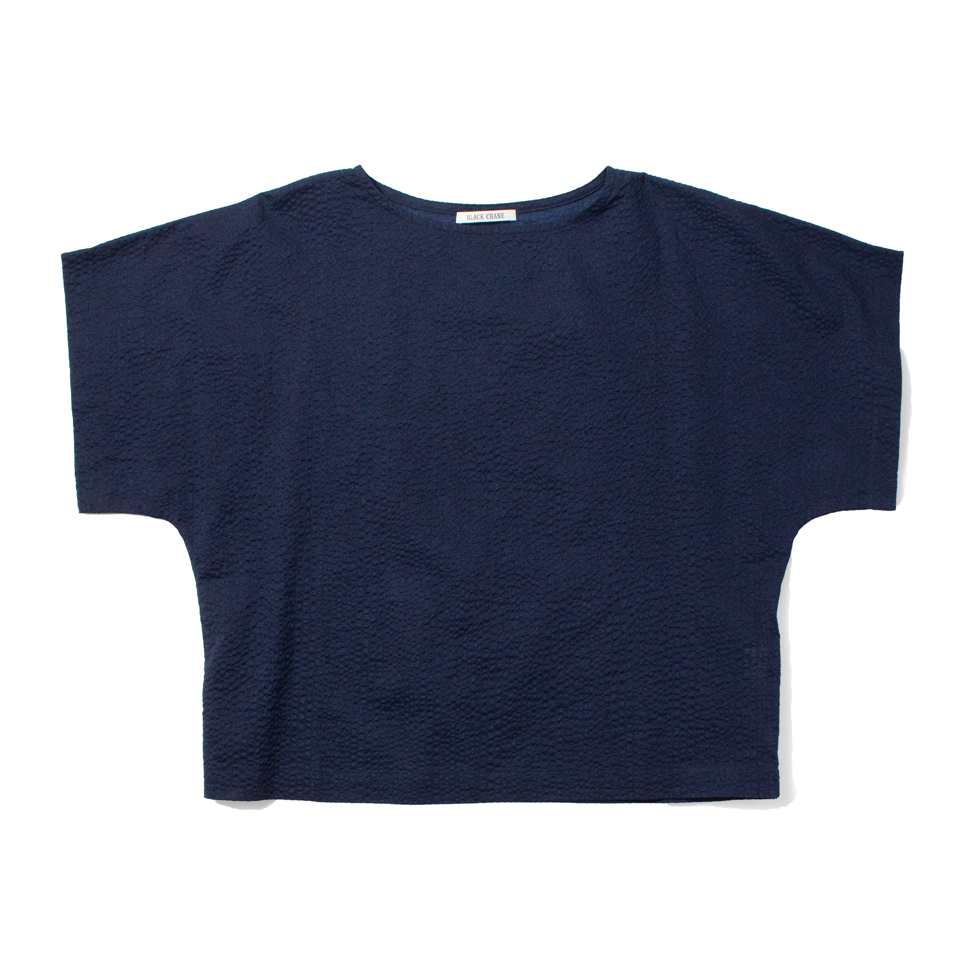 Black Crane Box Top in Micro Wave Texture Navy - Image 2