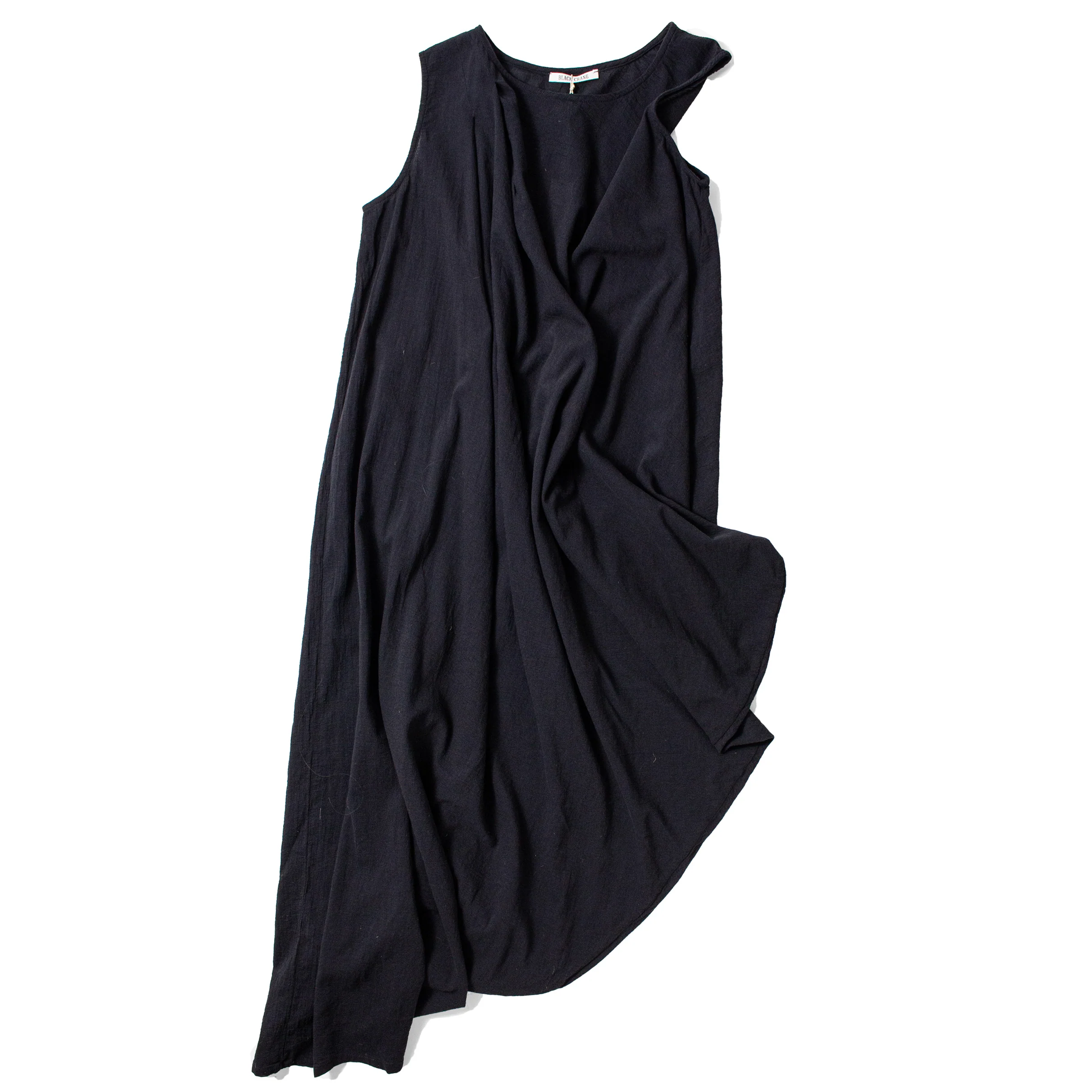 Black Crane Greek Column Dress in Sumi Black