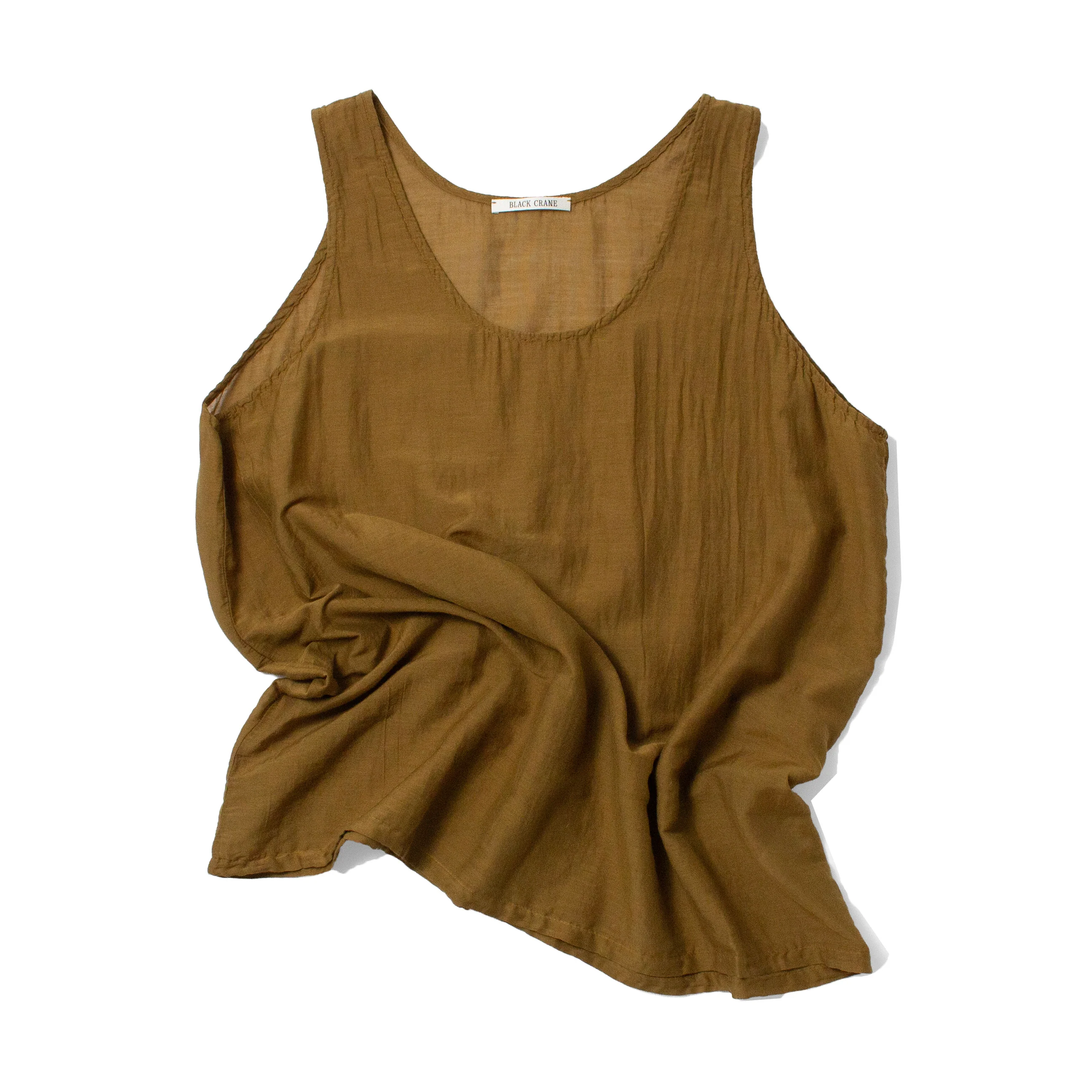 Black Crane Loose Tank in Dark Olive