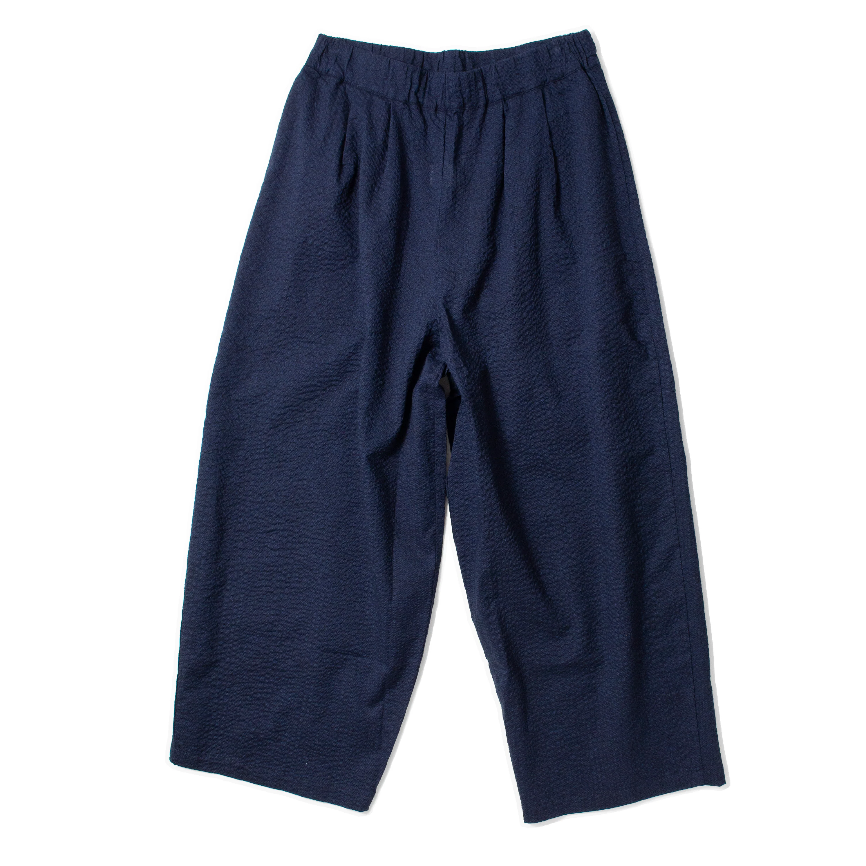 Black Crane Wide Pants in Micro Wave Texture Navy - Image 3