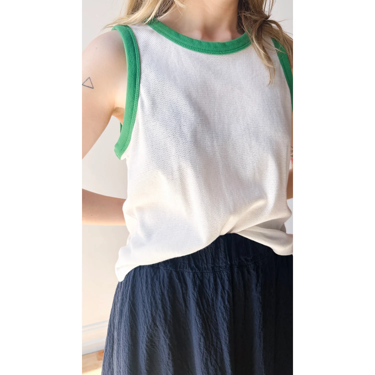 Carleen Chloe Tank in White/Green - Image 4