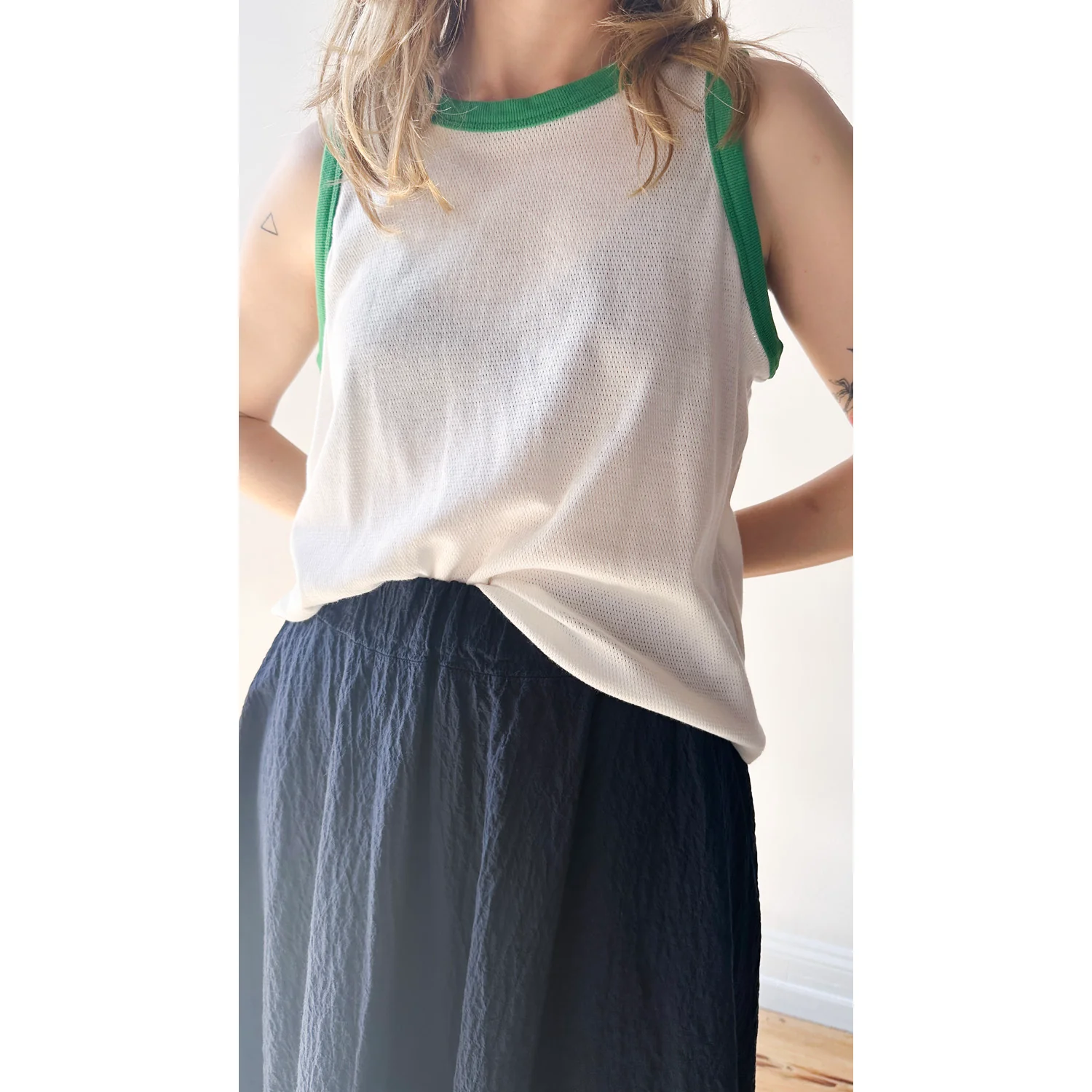 Carleen Chloe Tank in White/Green - Image 5