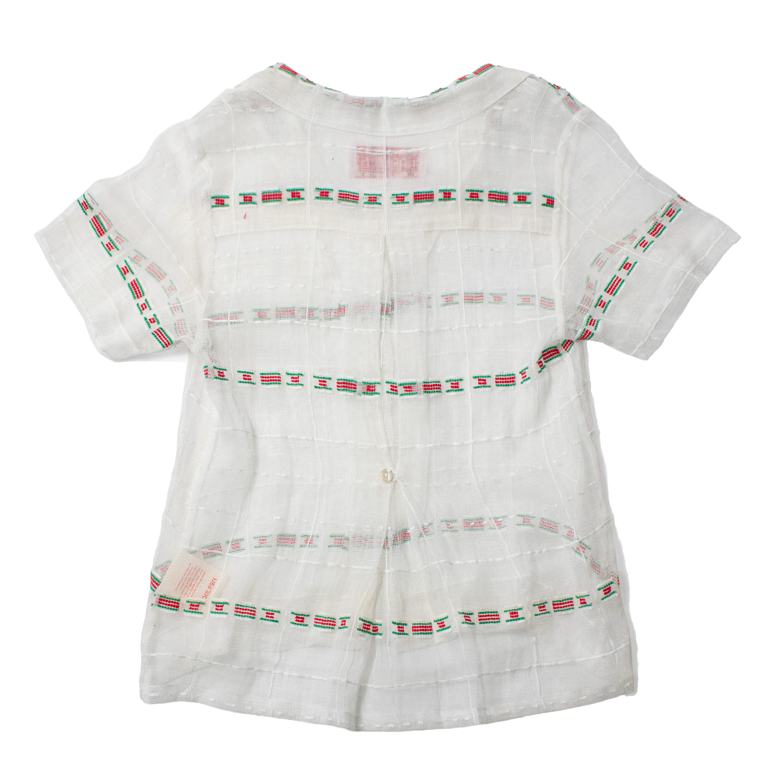 Carleen Nancy Button Waist Shirt in in Red/Green Curtain Fabric - Image 3