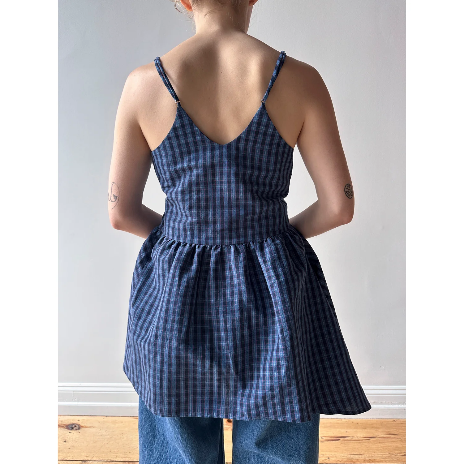 Caron Callahan Gail Top in Cornflower Navy Plaid - Image 7
