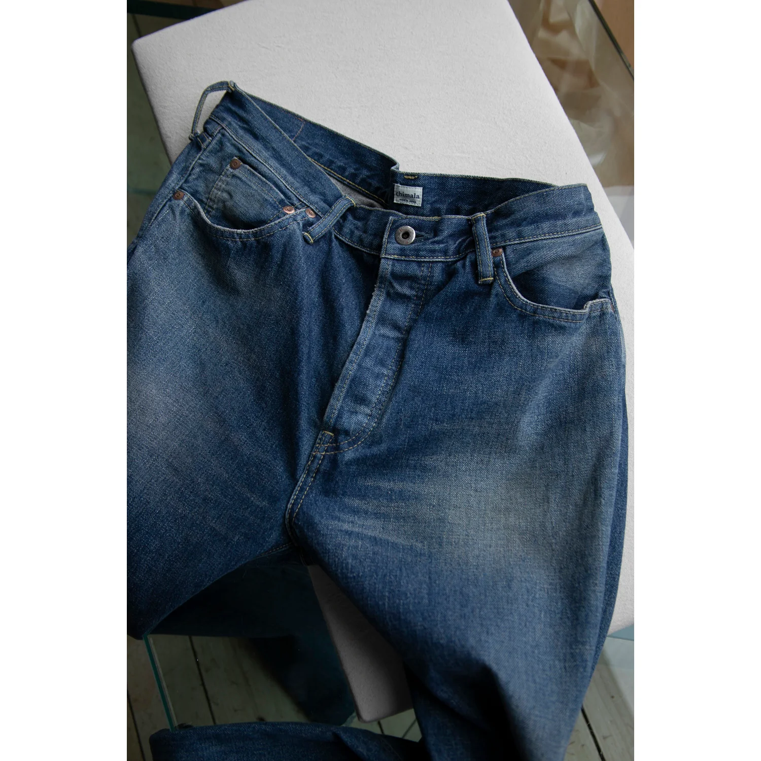Chimala 13.5oz Selvedge Denim Baggy Cut in Medium Vintage - Image 9