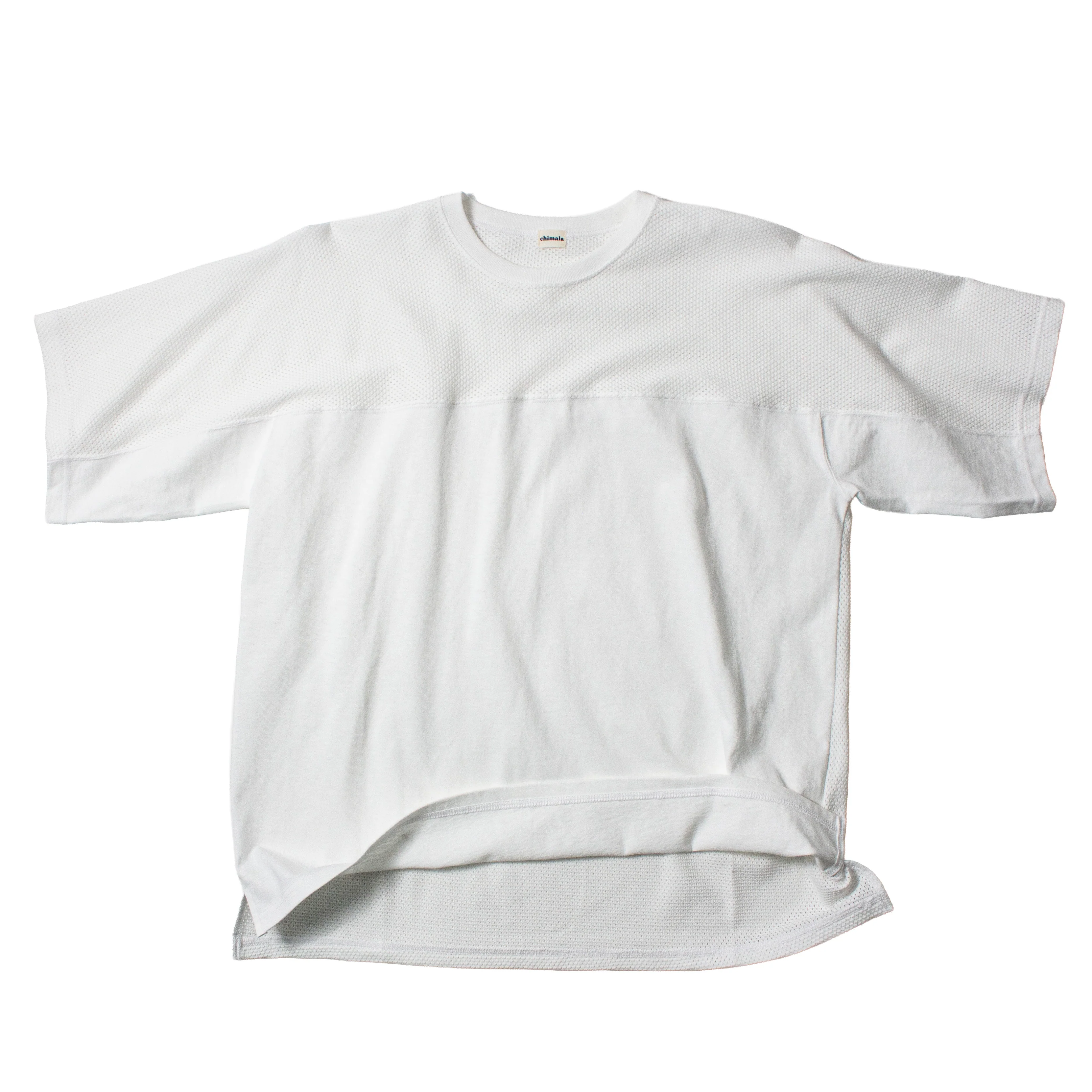 Chimala Unisex Cotton Fine Mesh Football Tee in Off White