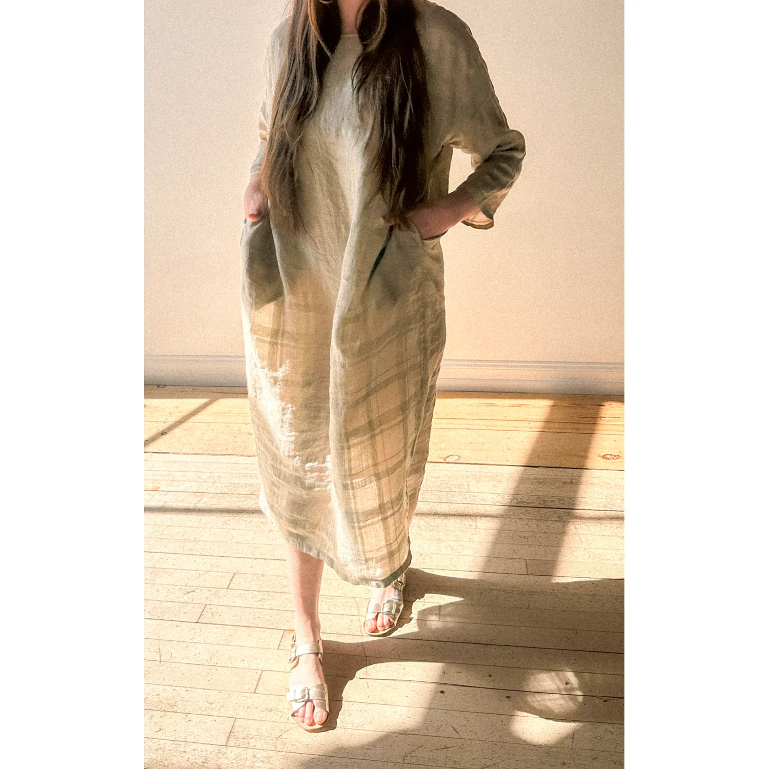 Evam Eva Linen Ramie One-Piece in Beige - Image 4