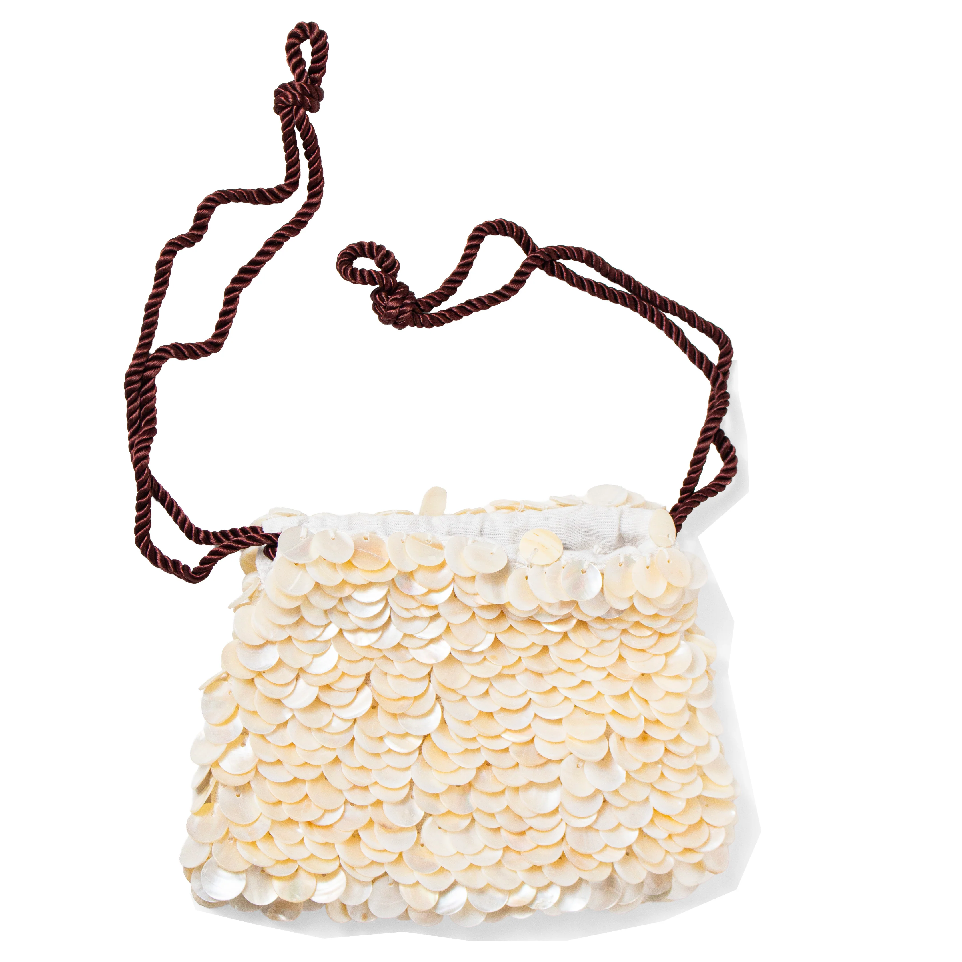 Flor Studio Sirena Bag in Mother of Pearl and Burgundy Cording - Image 2
