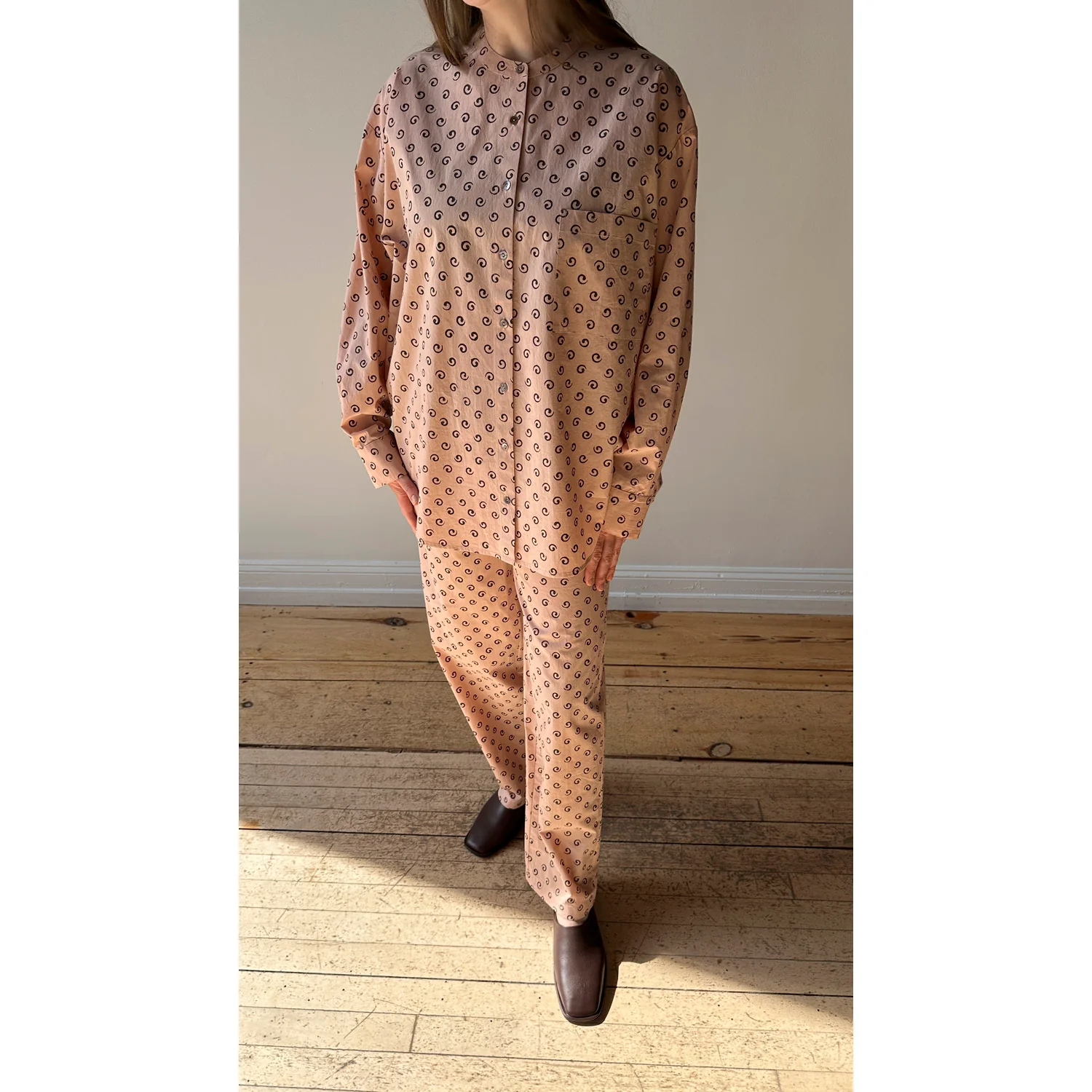 Flor Studio Margie Pant in Pink/Brown Swirl - Image 5