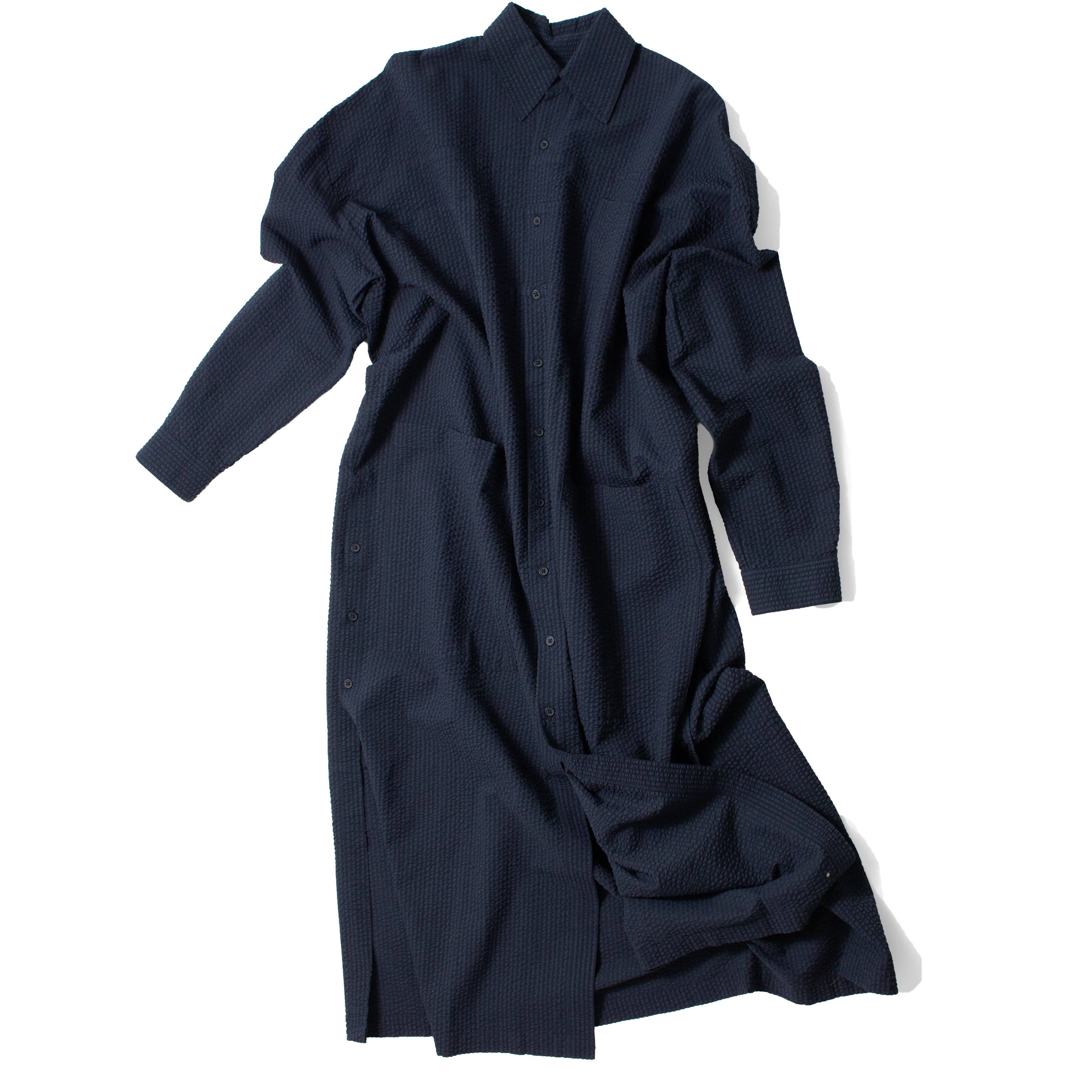 Grei Relaxed Kaftan Shirt Dress in Midnight