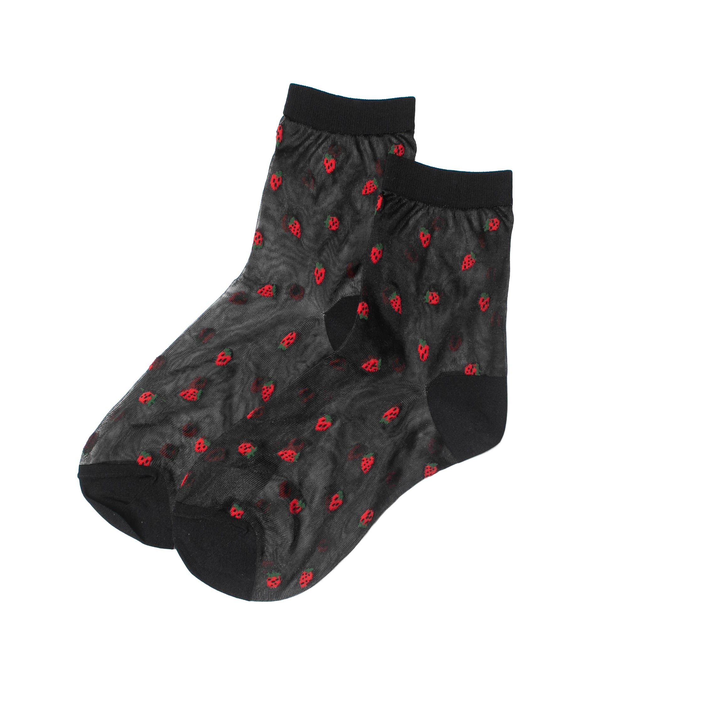 Hansel from Basel Baby Strawberry Sheer Short Crew in Black - Image 2