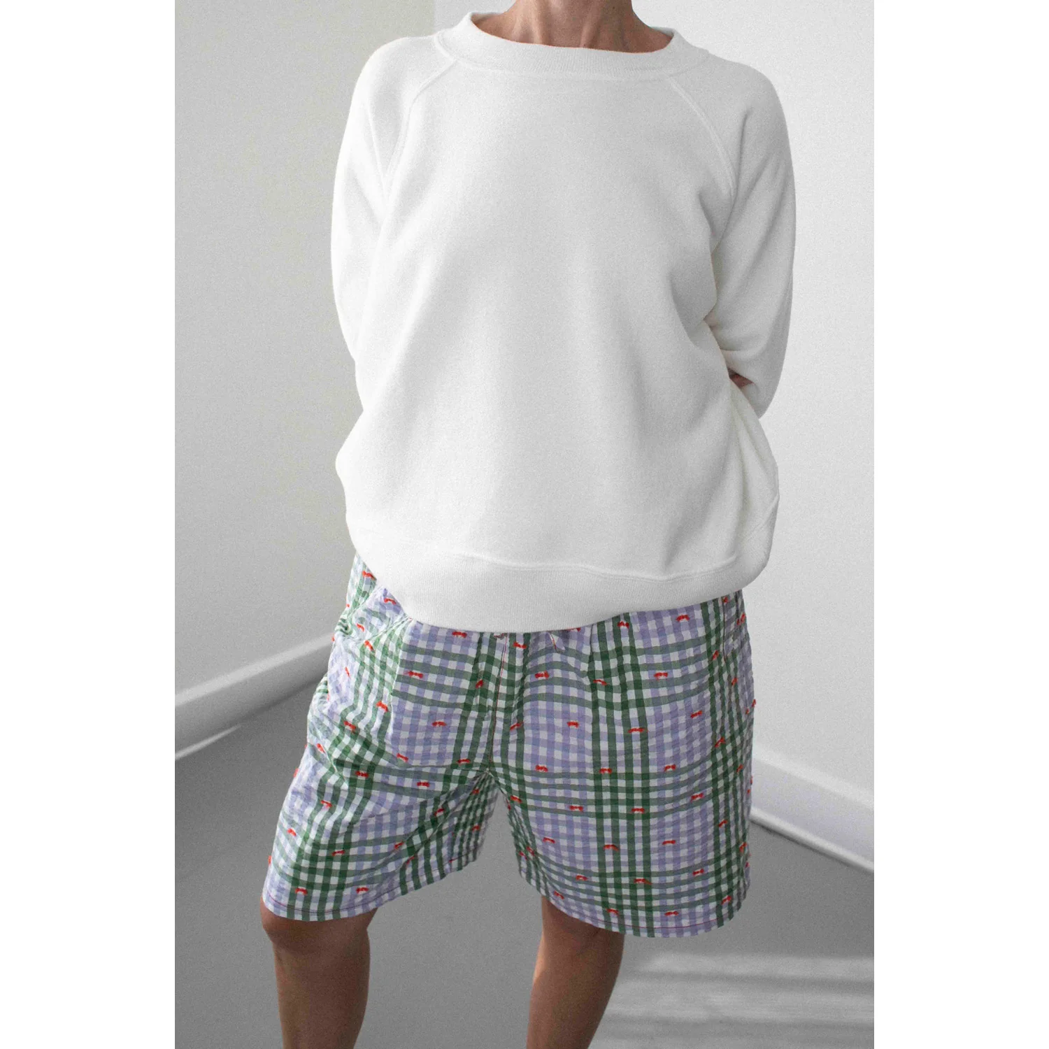 Henrik Vibskov Drawstring Shorts in Checks Fillé - Image 7