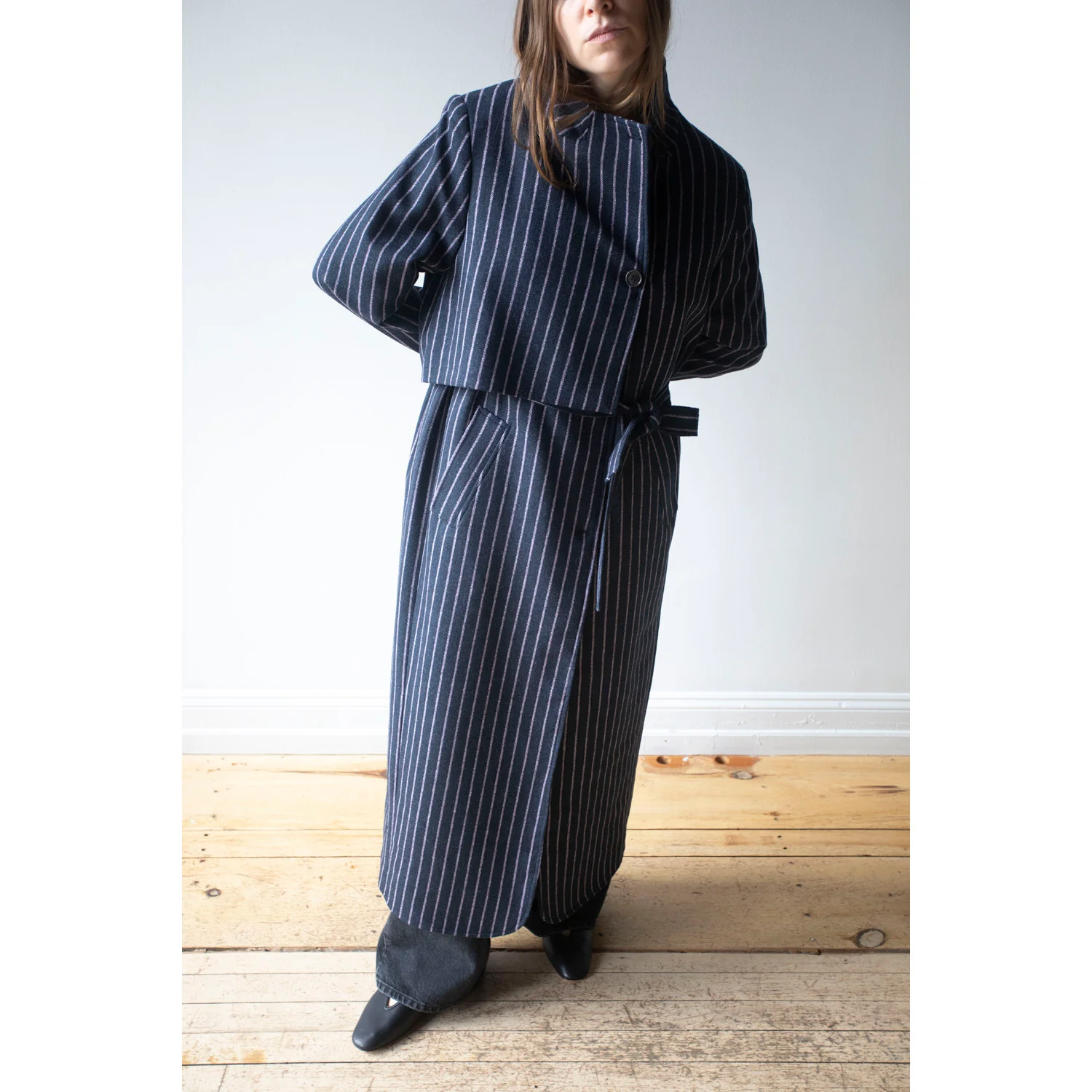 Henrik Vibskov Evening Coat in Pinstripe - Image 5