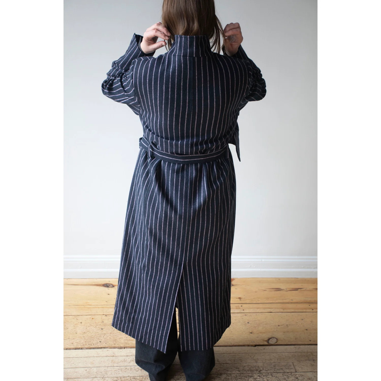 Henrik Vibskov Evening Coat in Pinstripe - Image 6