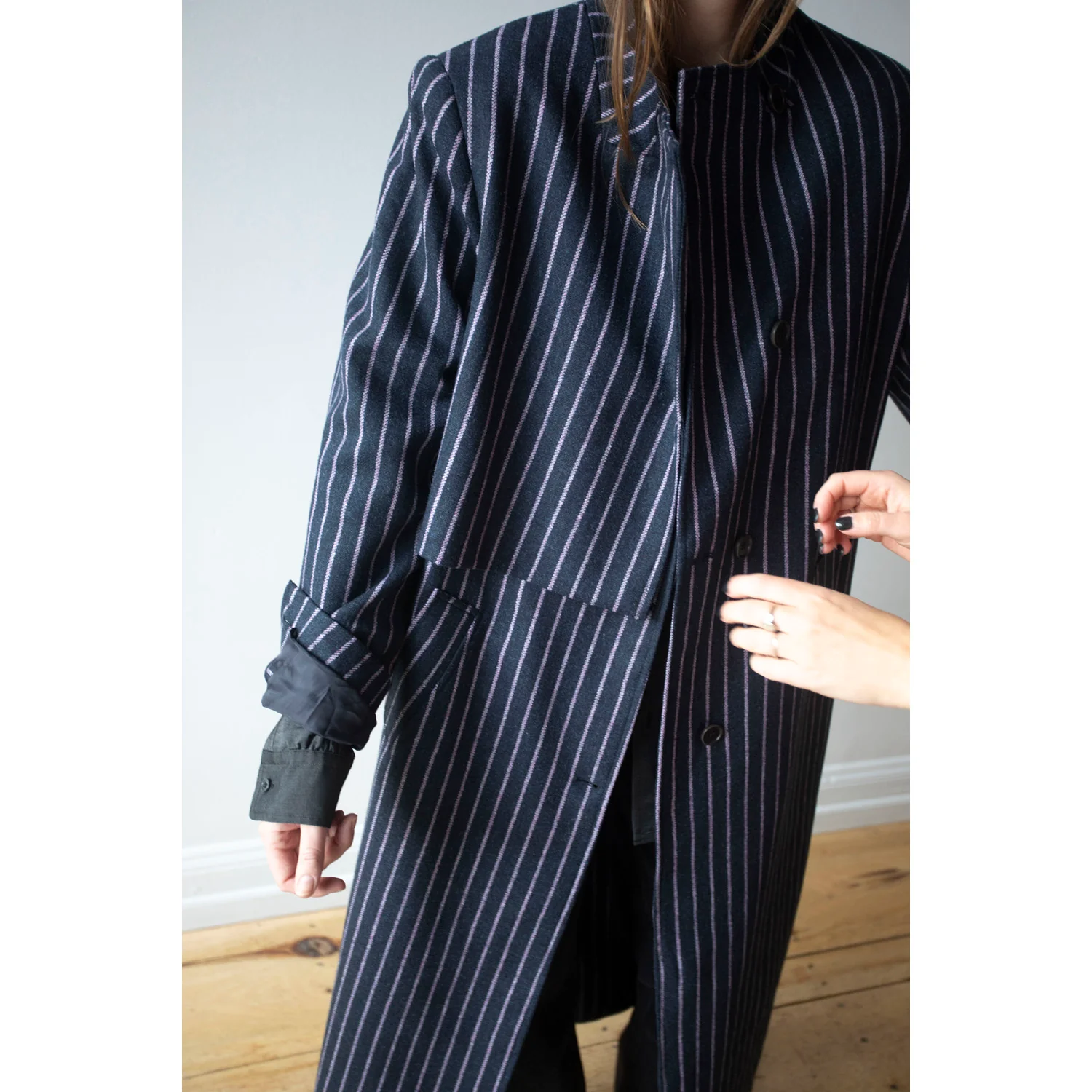 Henrik Vibskov Evening Coat in Pinstripe - Image 9