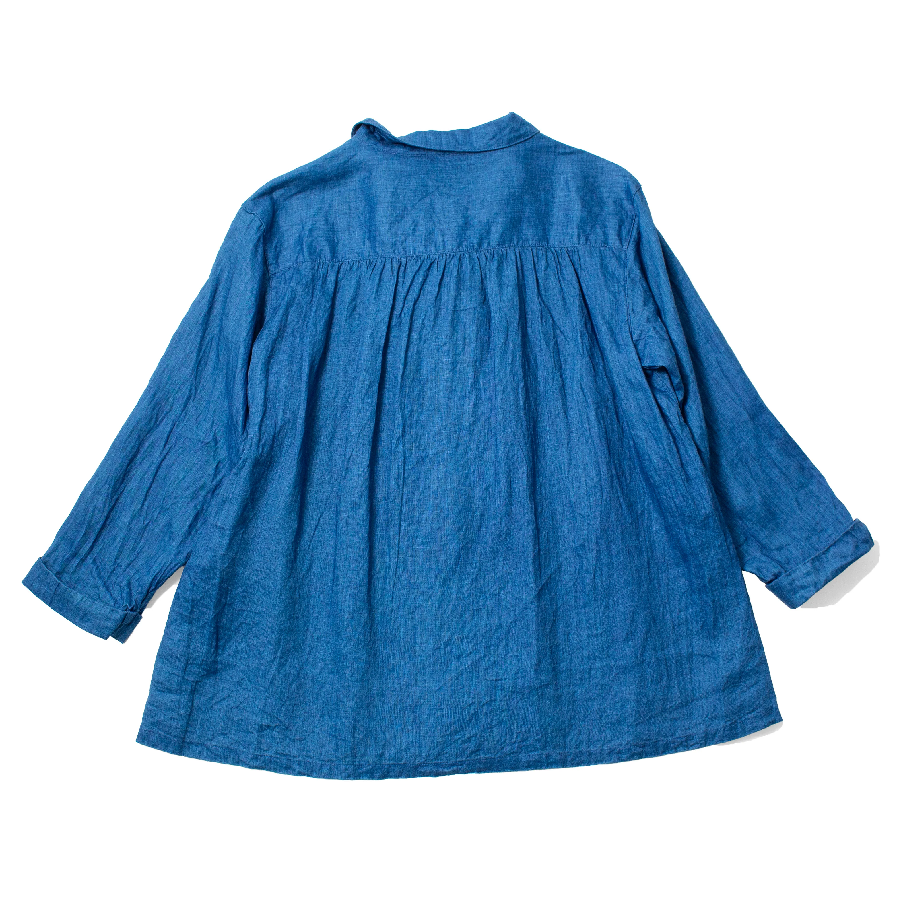 Ichi Antiquités Indigo Linen Shirt in Light Indigo - Image 3