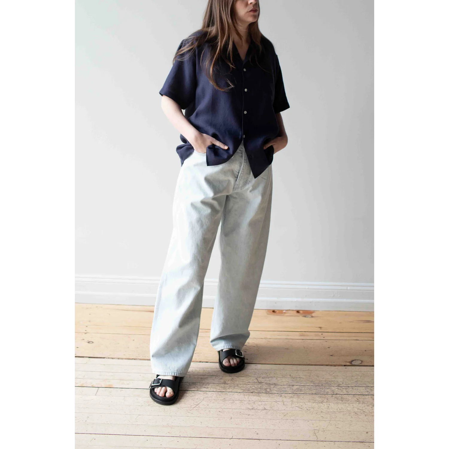 Jesse Kamm California Wides in Pale Blue with Blue Stitch - Image 5