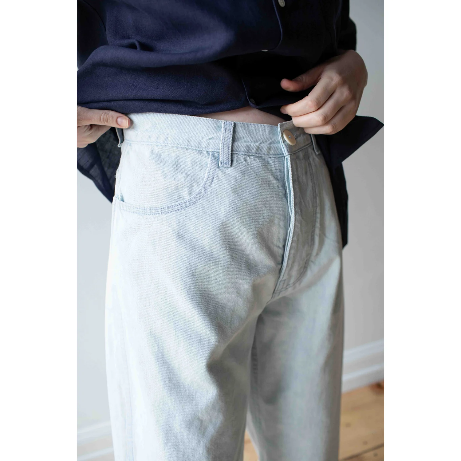 Jesse Kamm California Wides in Pale Blue with Blue Stitch - Image 8