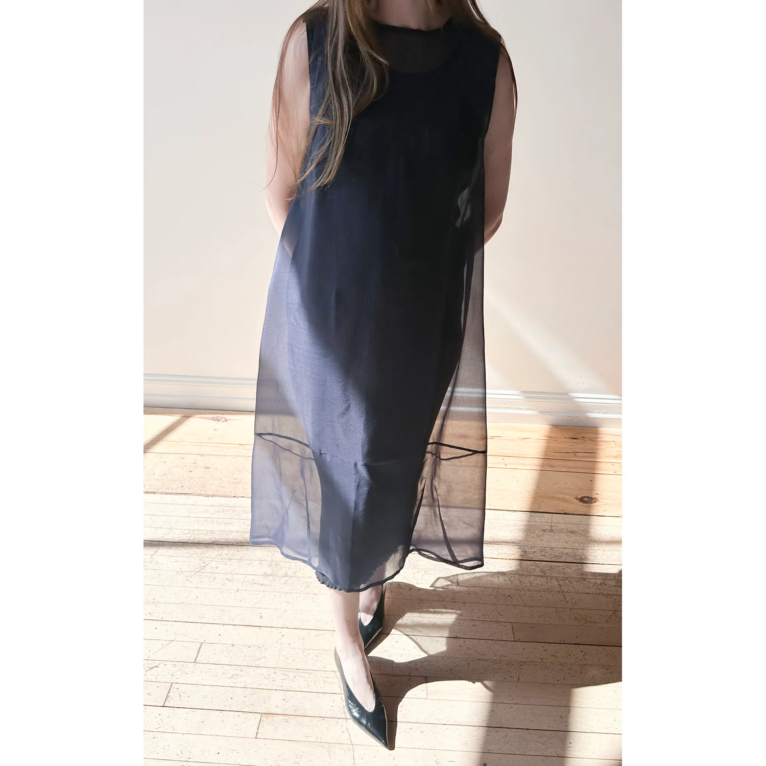 Kaarem Green Rice Sleeveless Long Silk Organza Dress - Image 5