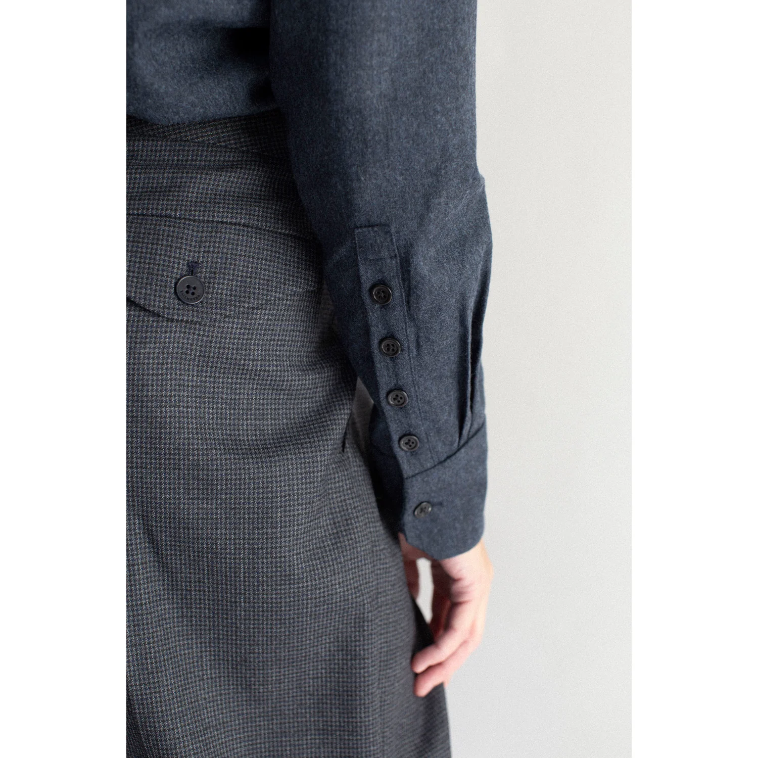 Kallmeyer Billie Tie Blouse in Heather Navy - Image 9