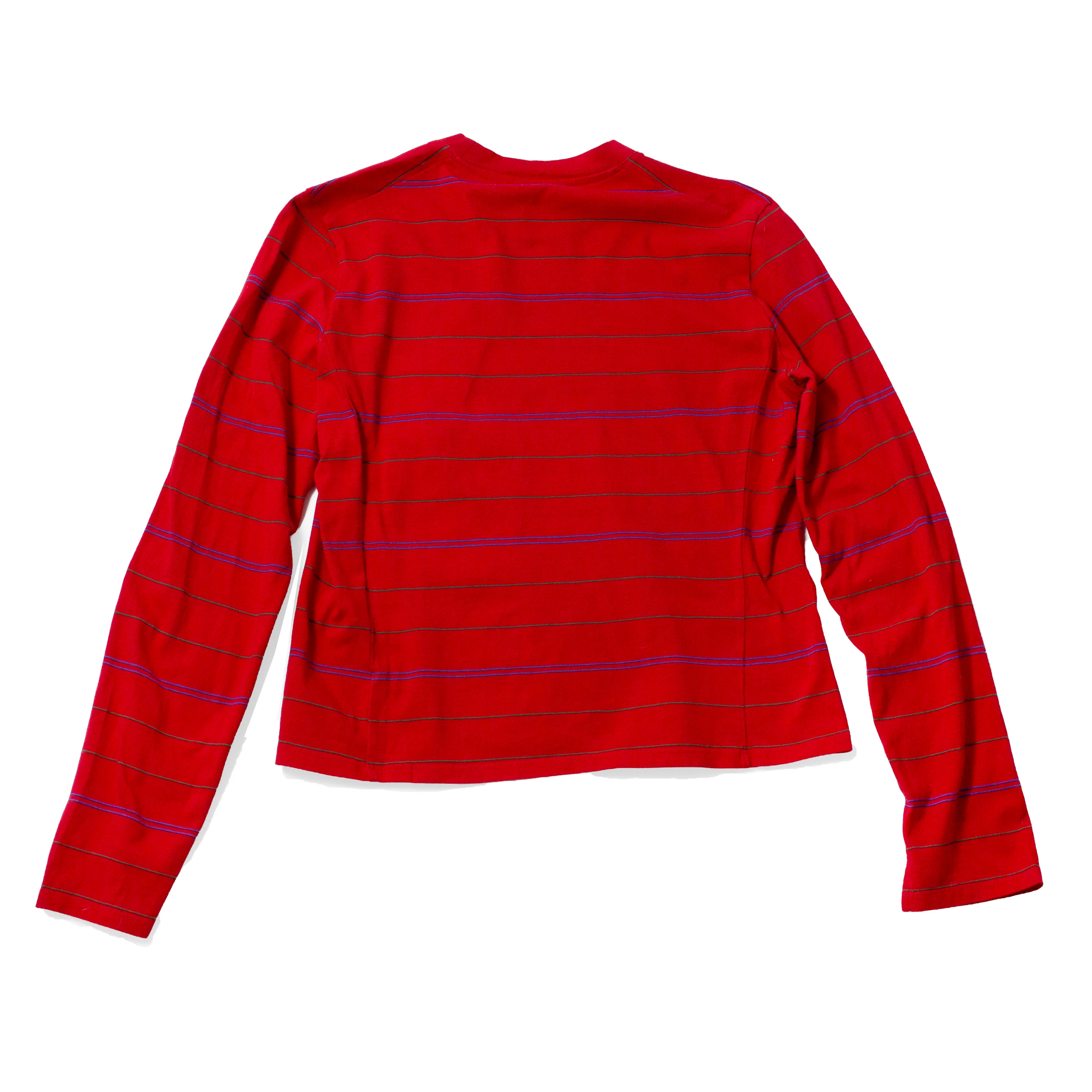Kallmeyer Wynn Long Sleeve Tshirt in Crimson Multi Stripe - Image 3