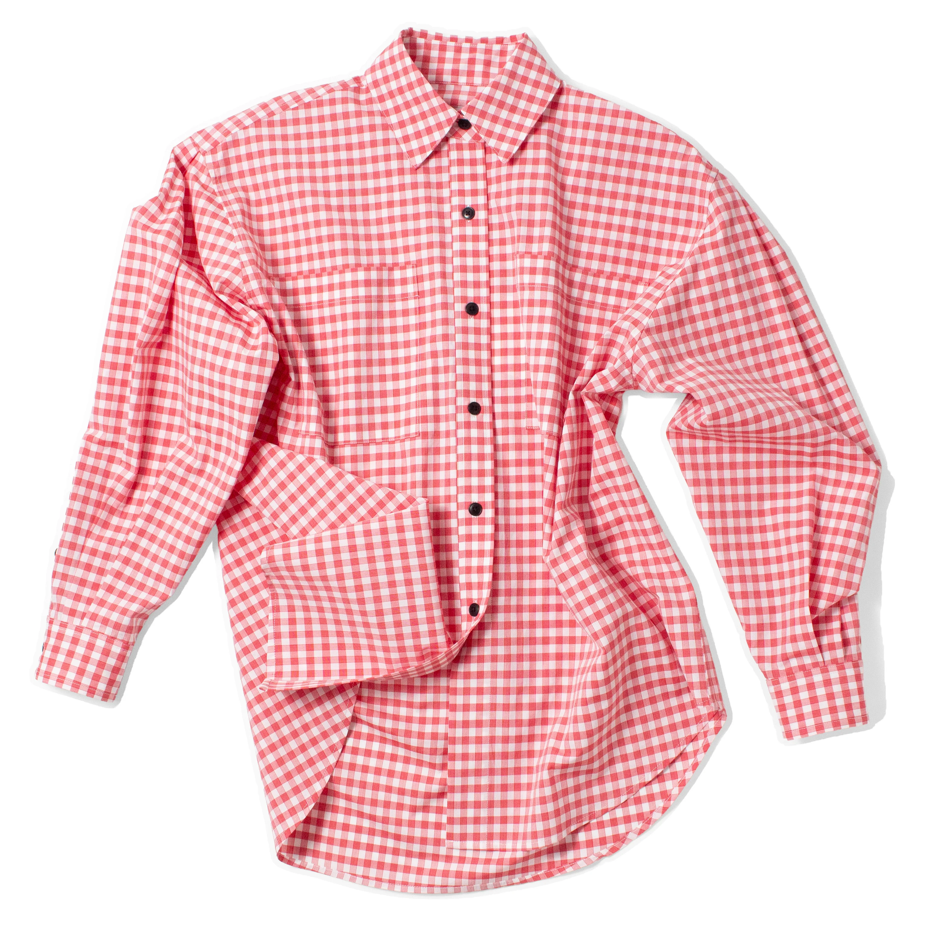 Kasmaria Oversized Big Pocket Shirt in Gingham Cotton Poplin