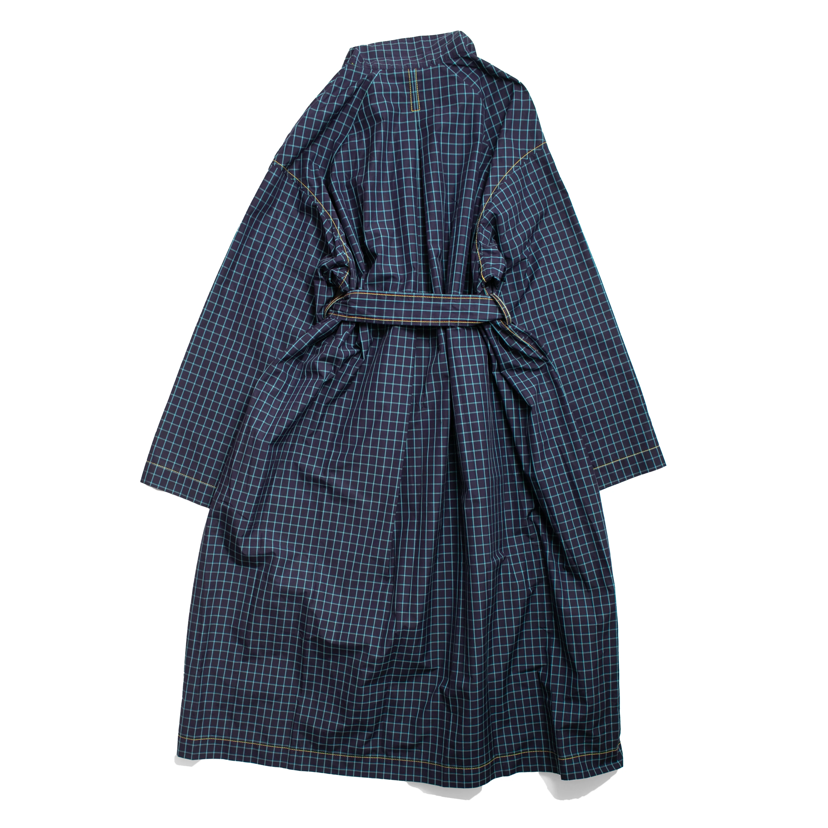 Kasmaria Trench Dress in Blue Windowpane Check - Image 3