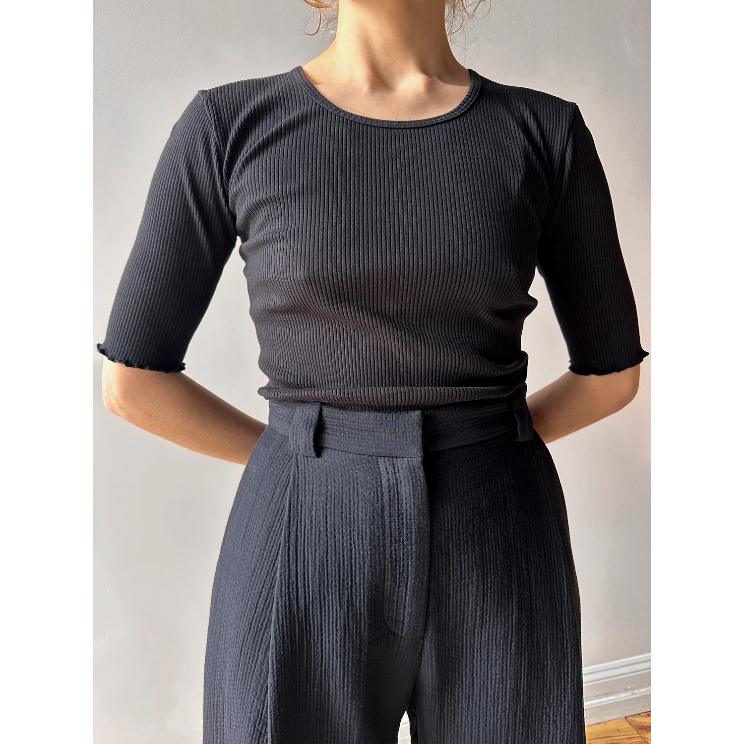 Lauren Manoogian Ruffle Rib Tee in Fatigue - Image 4