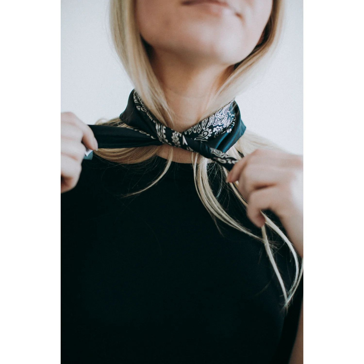 Margaret Howell Paisley Bandana in Navy/Stone Silk - Image 7