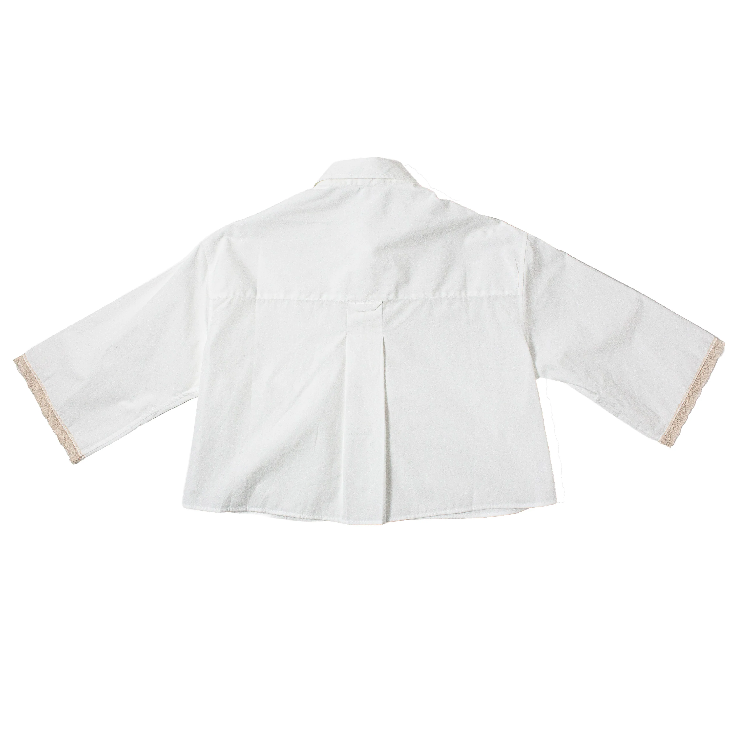 Maria McManus Cropped Lace Short Sleeve Shirt in White - Image 3