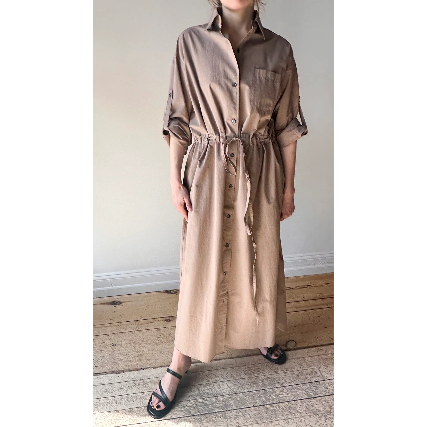 Maria McManus Drawstring Shirt Dress in Mouseback - Image 11