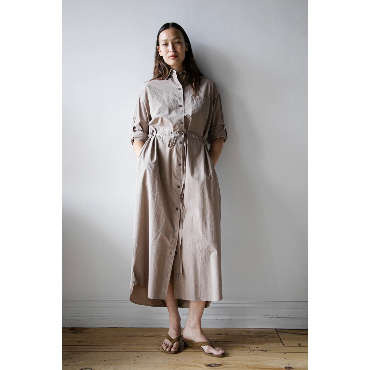 Maria McManus Drawstring Shirt Dress in Mouseback - Image 4