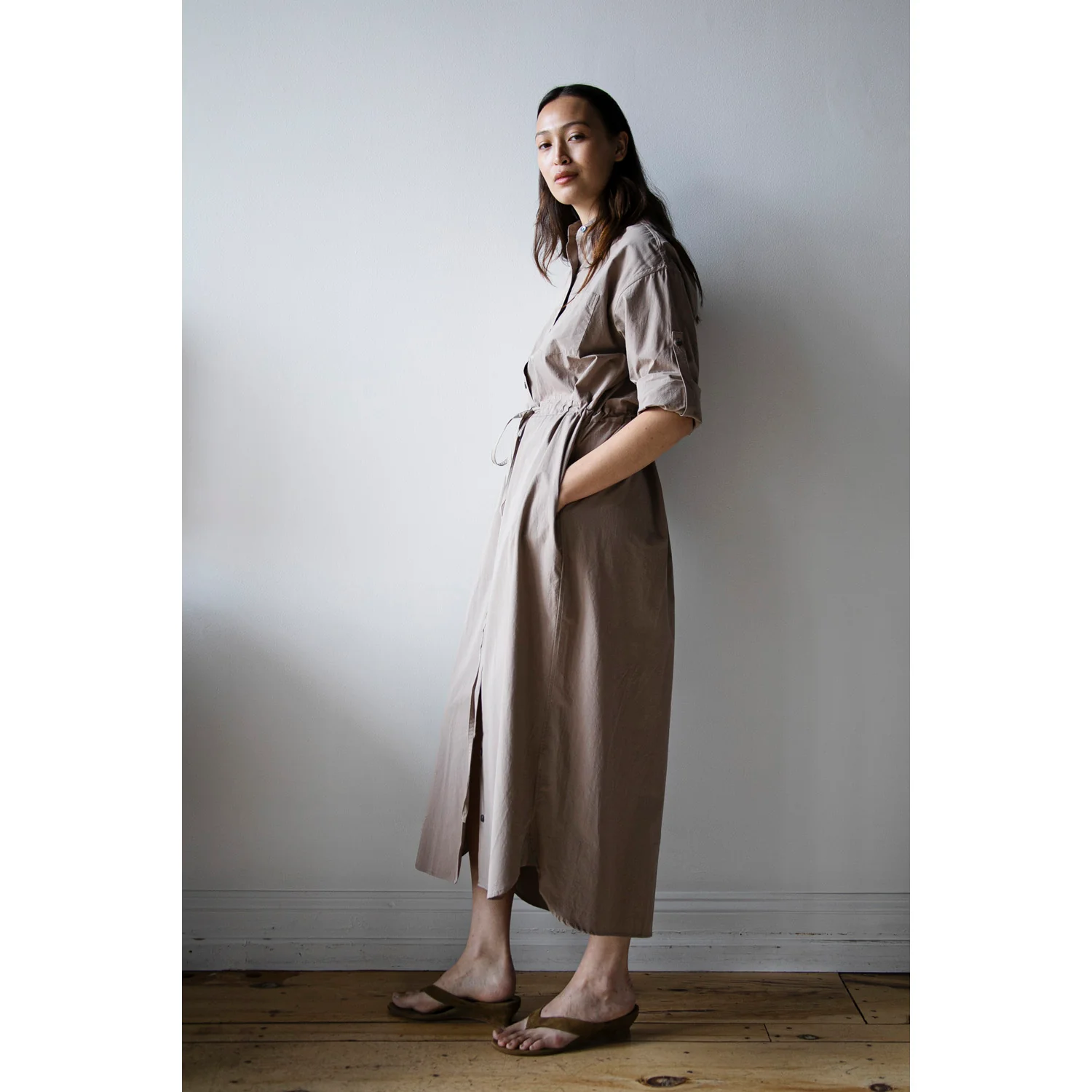 Maria McManus Drawstring Shirt Dress in Mouseback - Image 5