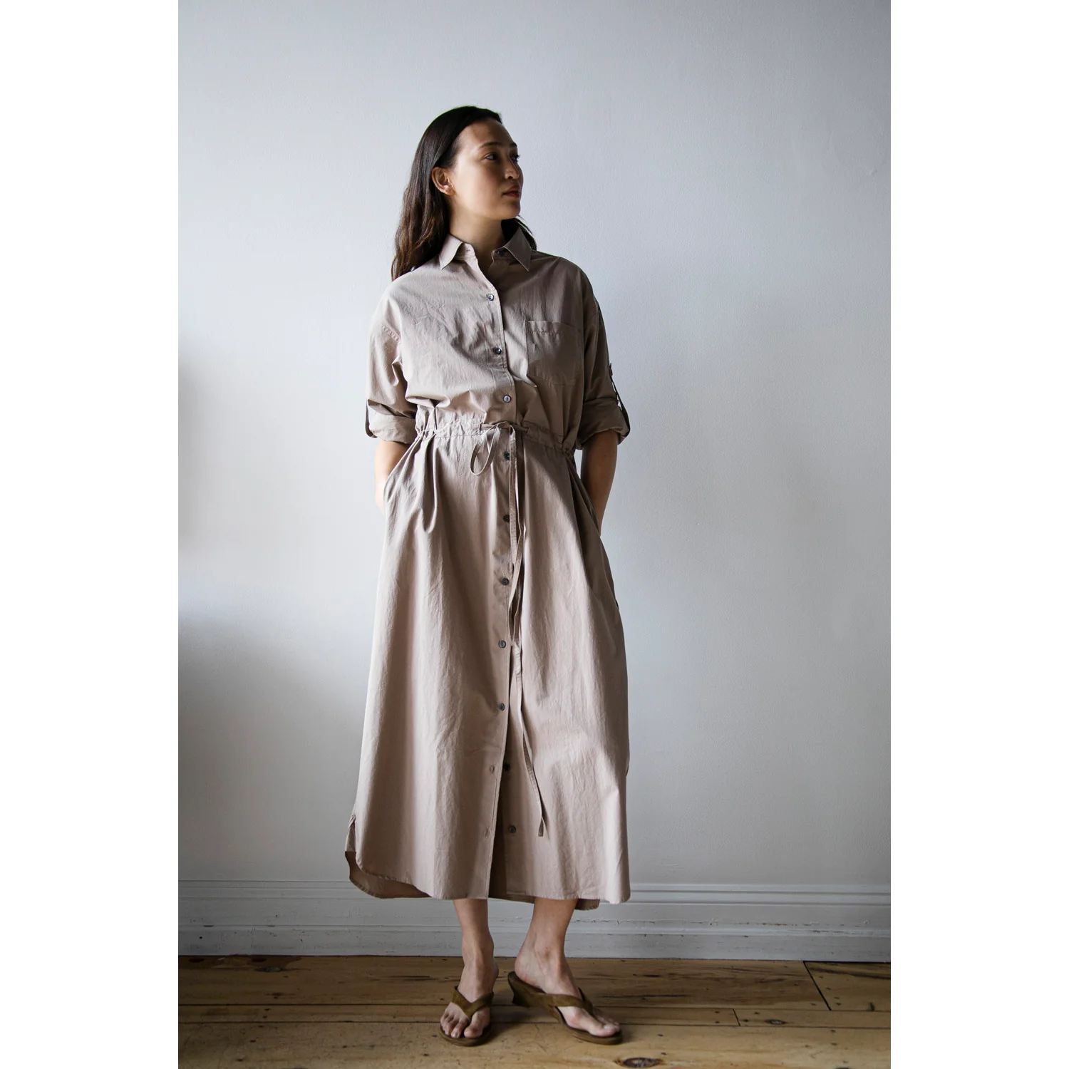 Maria McManus Drawstring Shirt Dress in Mouseback - Image 6