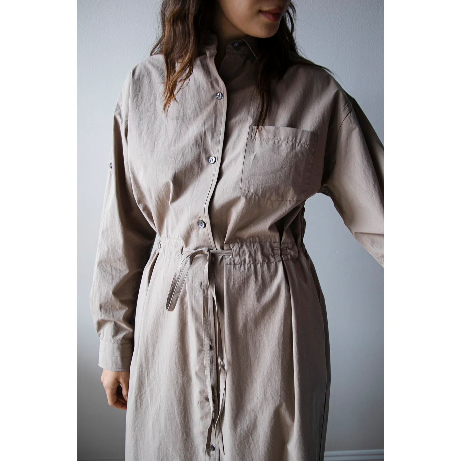 Maria McManus Drawstring Shirt Dress in Mouseback - Image 9