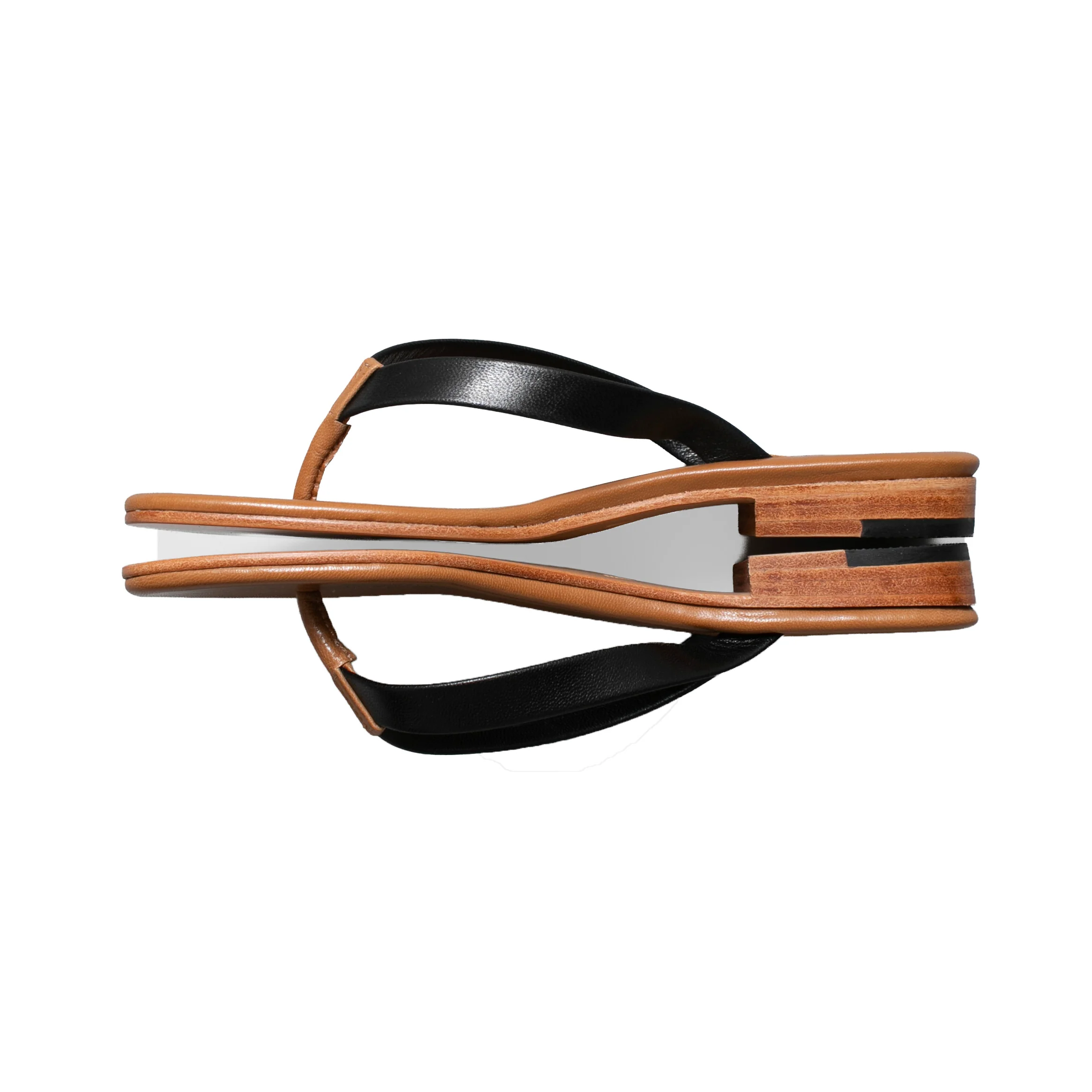 Martiniano Flip Flop in Black/Saddle - Image 3