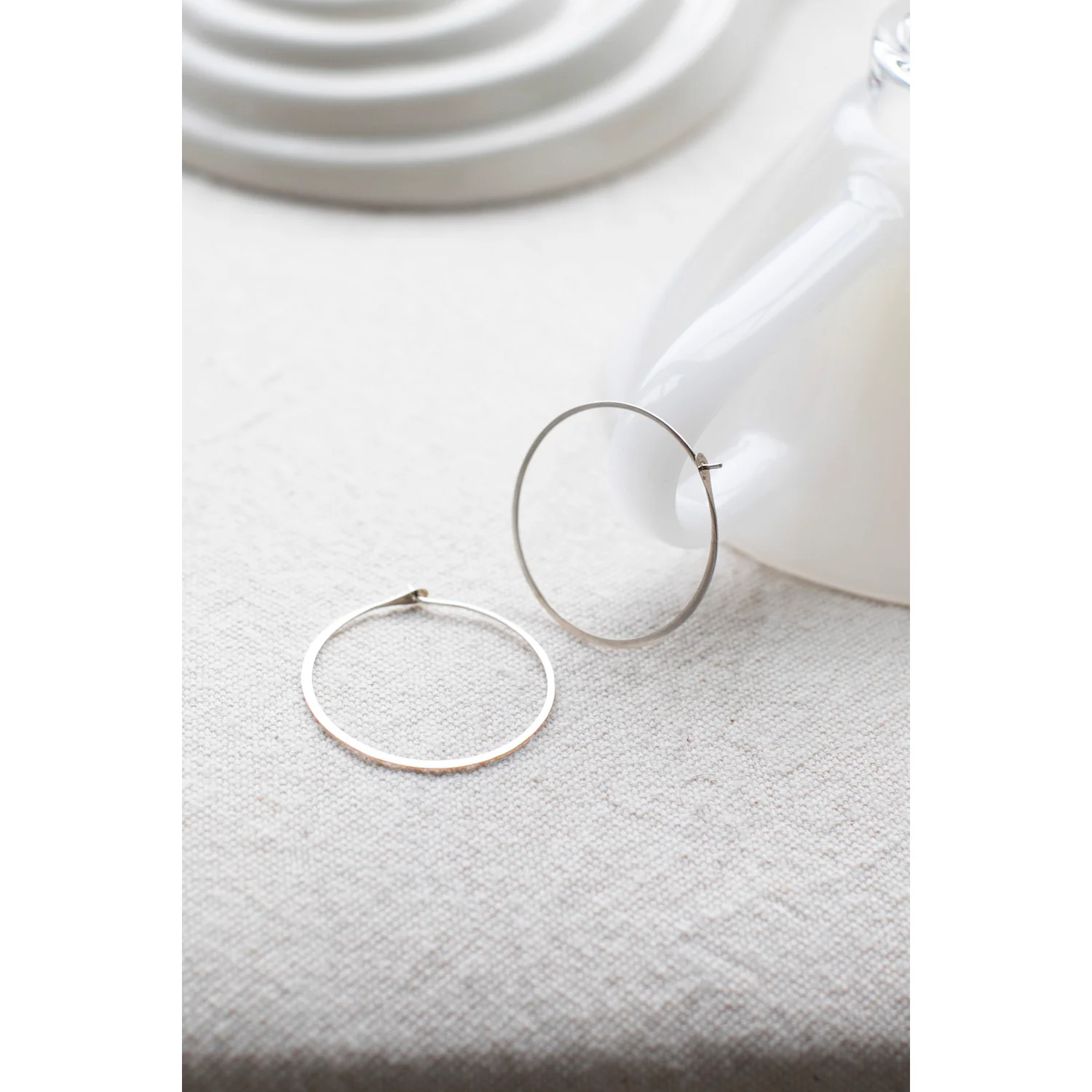 Melissa Joy Manning Large Round Hoop Earrings in Sterling Silver - Image 2