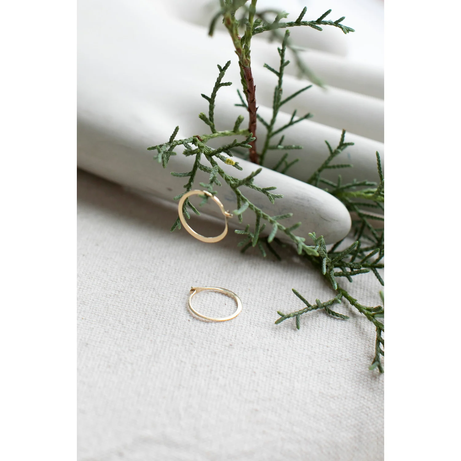 Melissa Joy Manning Small Forged Round Hoops in 14k Gold - Image 4